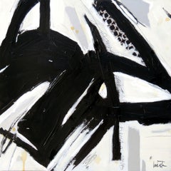 "Acromy I" contemporary abstract expressionism painting aluminum black white 