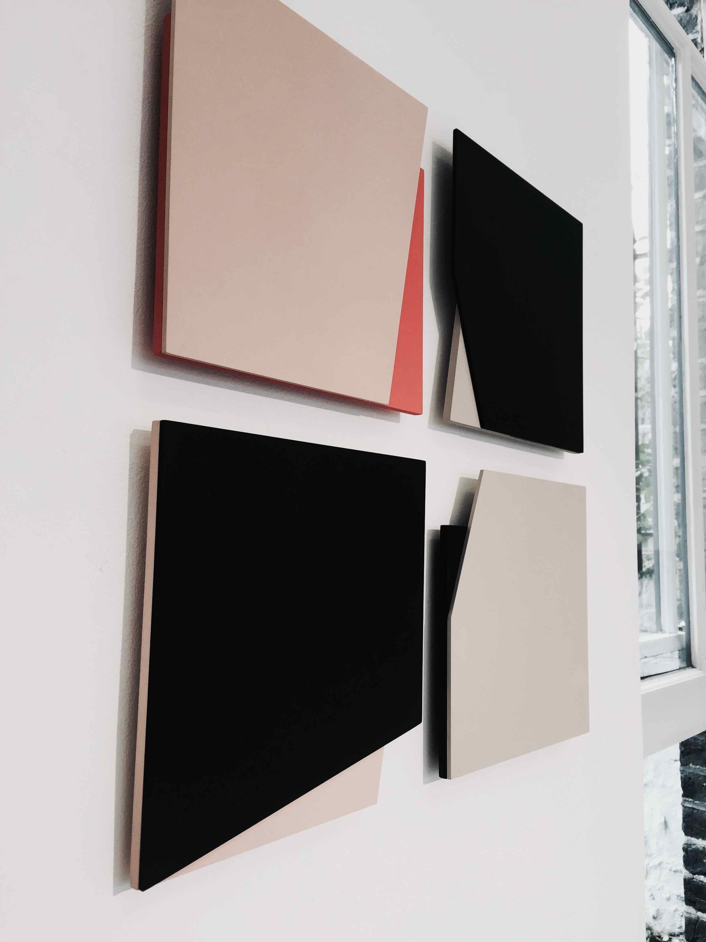Laura Jane Scott Abstract Sculpture – 'Cut-out 20': Set of Four Minimal Hard Edge Abstract Paintings