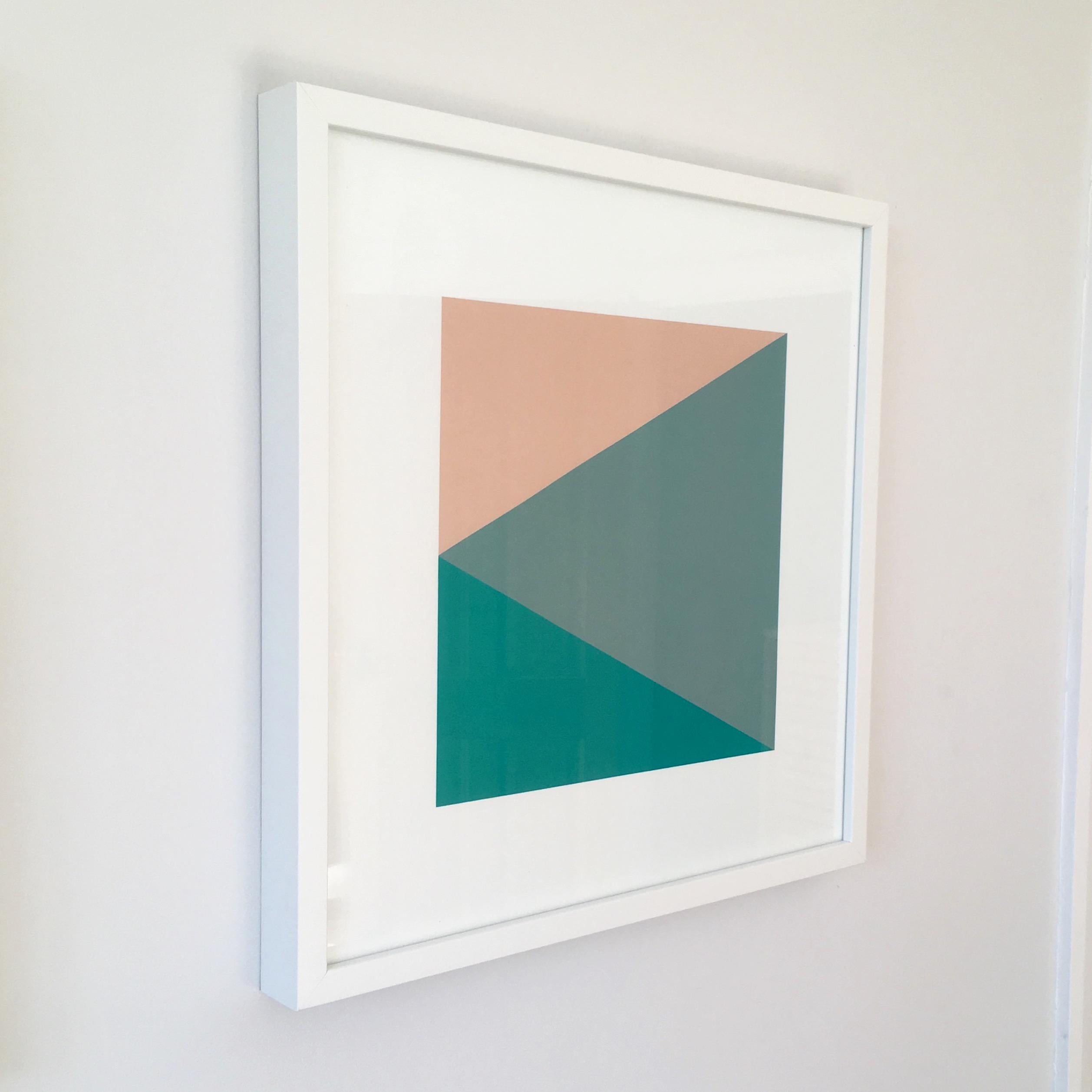 The sleek, even coloured surfaces of Laura’s paintings, free of gestural brush strokes, are reflected in this new limited edition screen print which explores the idea of two-colour juxtaposition.  Available in an unframed edition of 25, numbered,