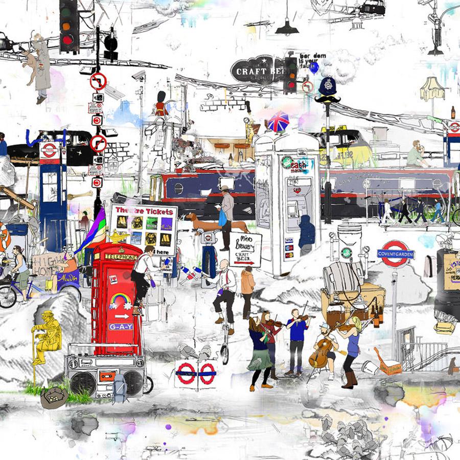 We are London Landscape, contempoary cityscape screen print - Contemporary Print by Laura Jordan