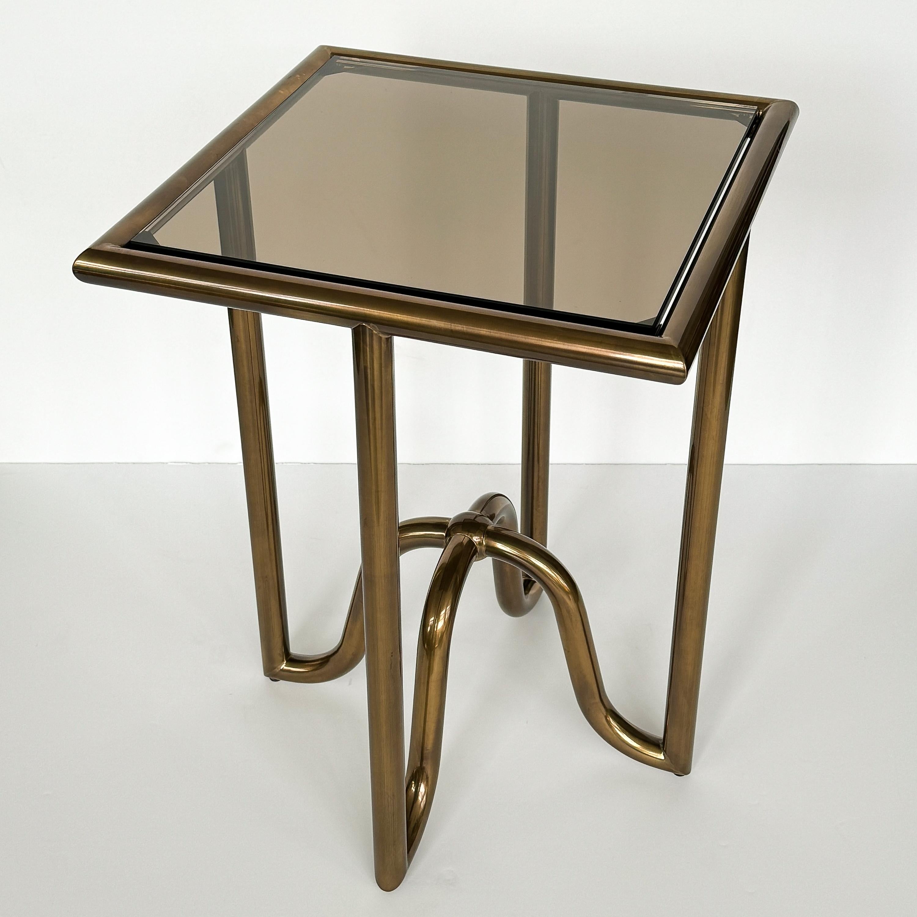 Laura Kirar Bronze Lien Tray Side Table for Baker For Sale 1