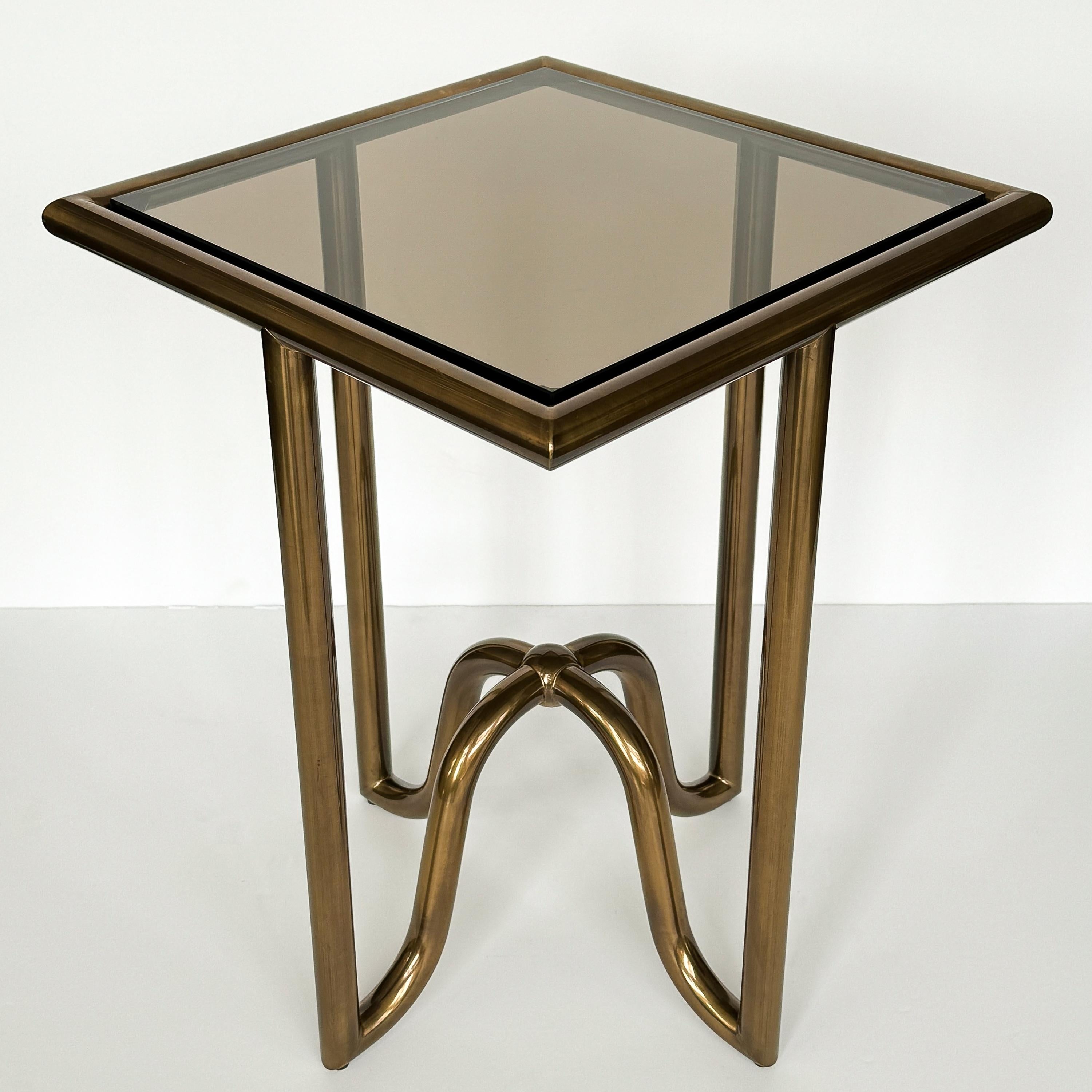 Laura Kirar Bronze Lien Tray Side Table for Baker For Sale 3