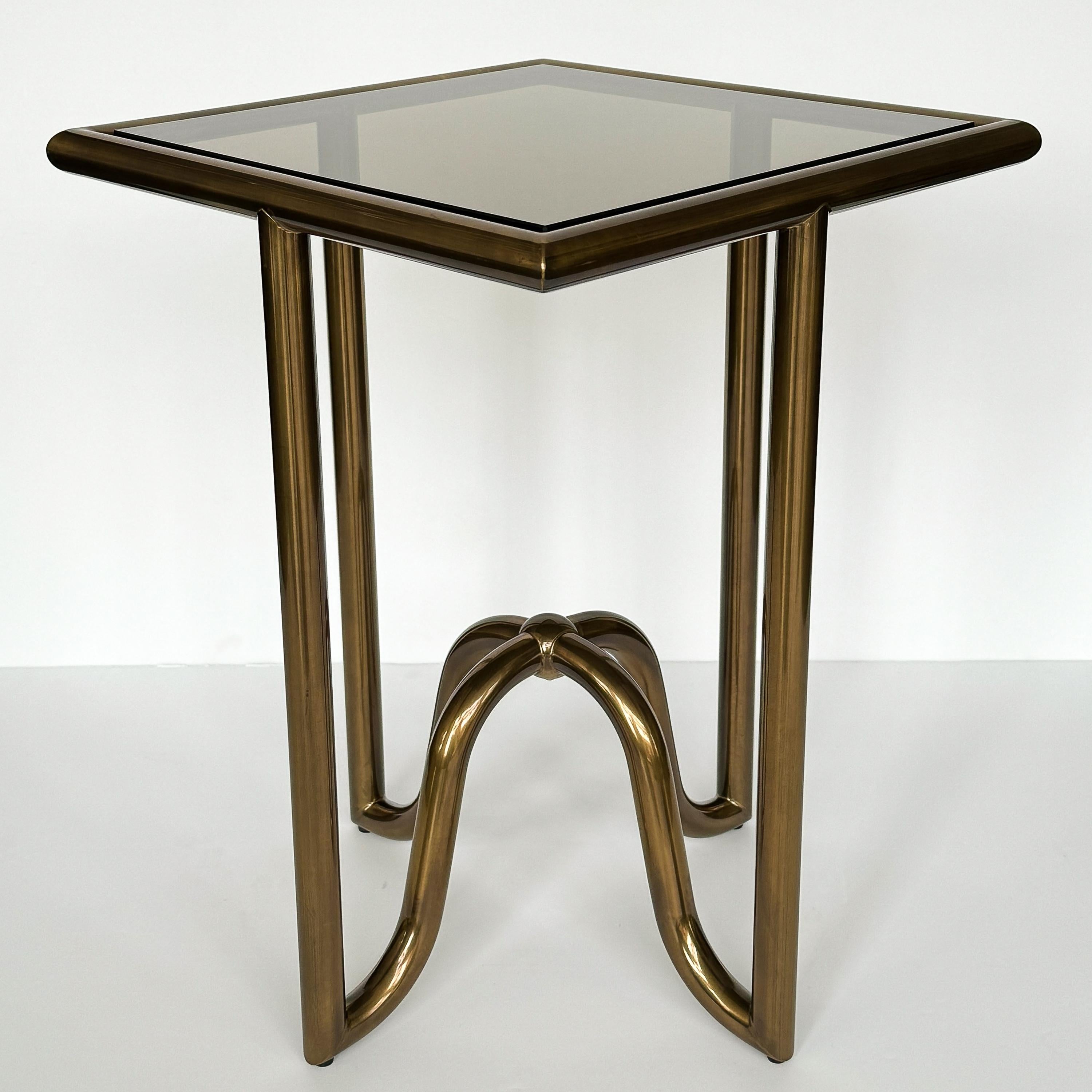 Laura Kirar Bronze Lien Tray Side Table for Baker For Sale 4