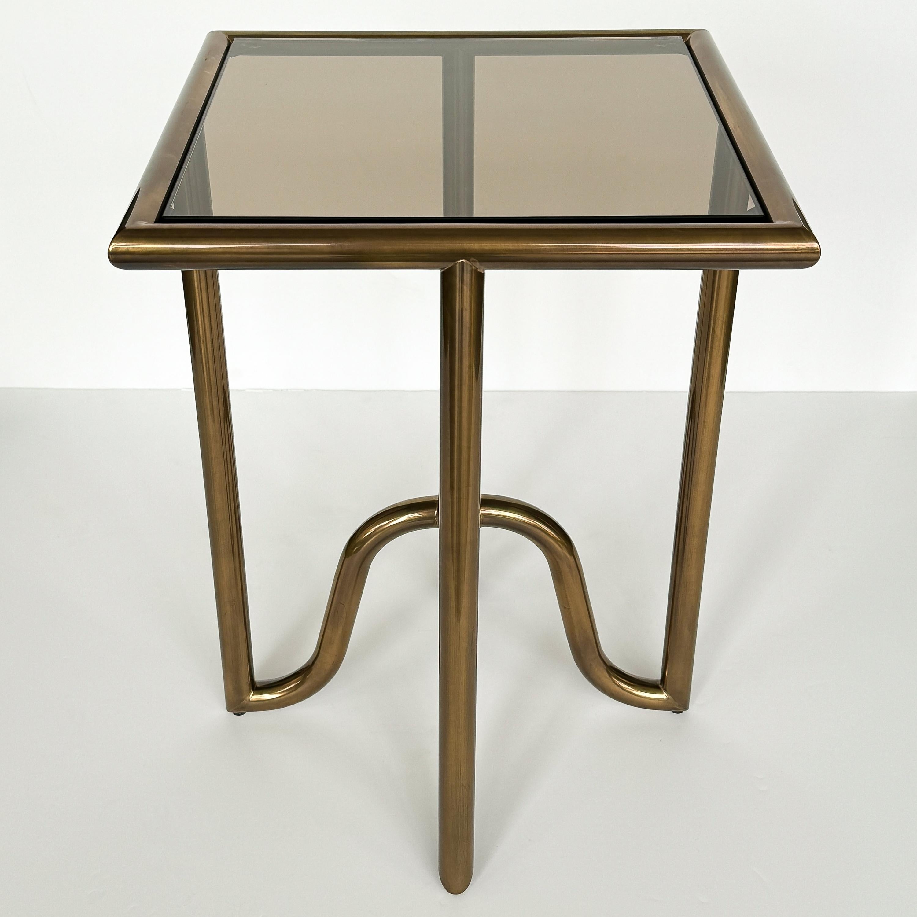Modern Laura Kirar Bronze Lien Tray Side Table for Baker For Sale