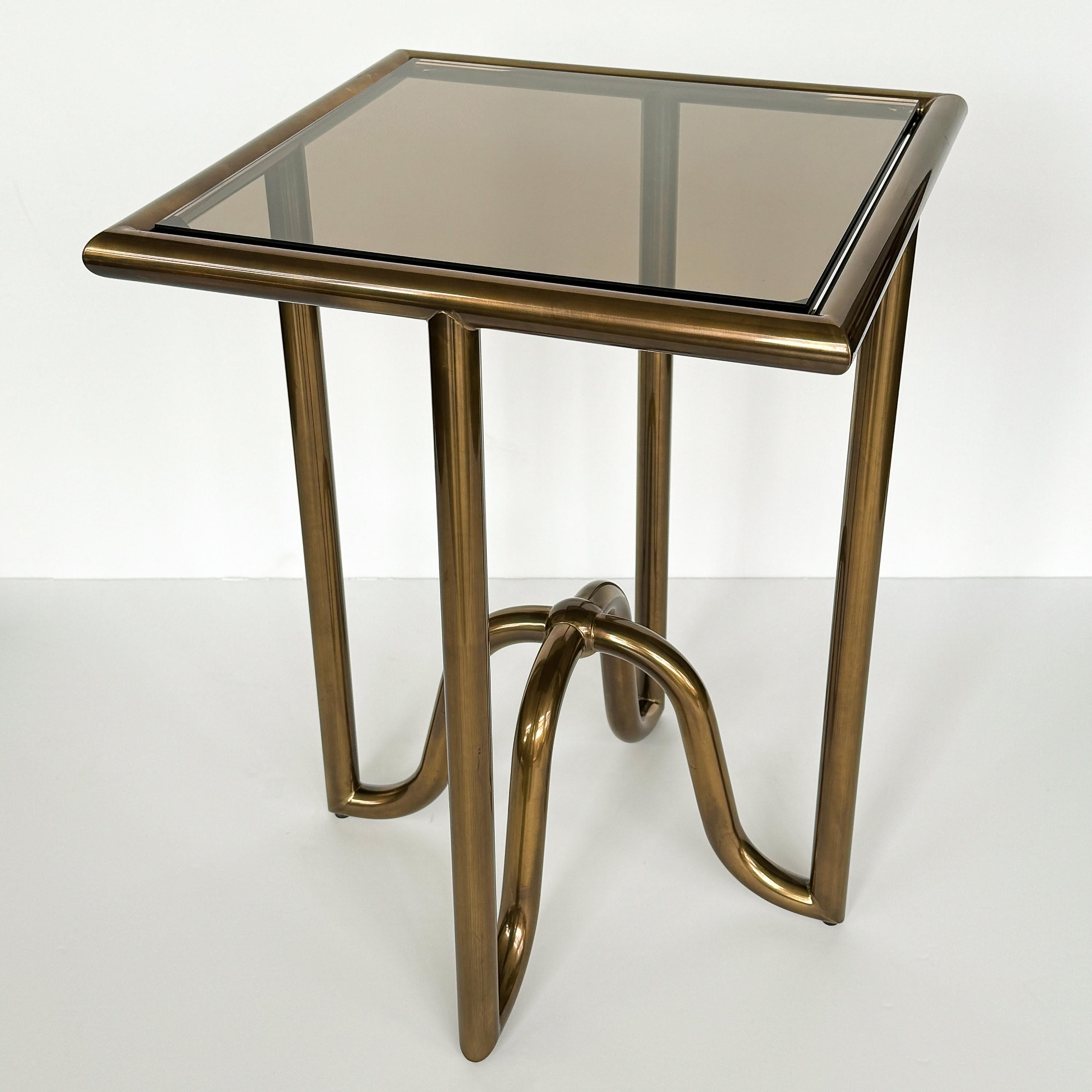 Brass Laura Kirar Bronze Lien Tray Side Table for Baker For Sale
