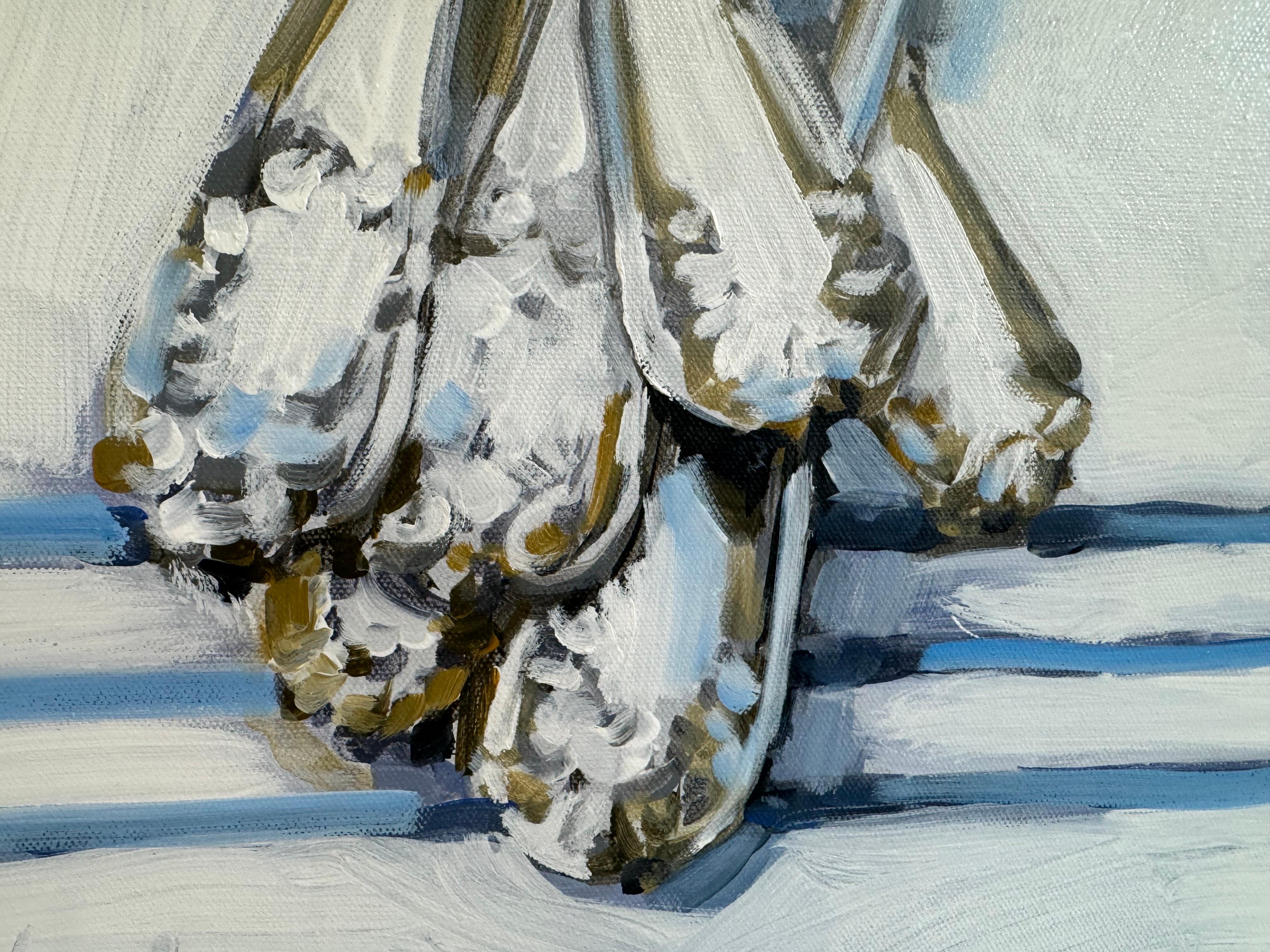 Silverware on French Linen by Laura Lacambra Shubert, Impressionist Still Life For Sale 4