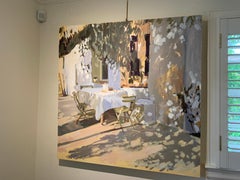 Tisch für zwei Personen:: Laura Shubert Großes impressionistisches Ölgemälde der Provençale