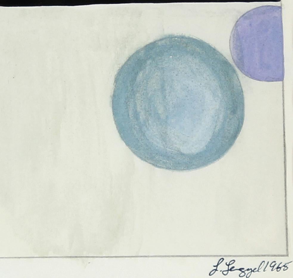 Minimal Abstract Painting in Blue Purple & Green, Gouache & Graphite, 1965 2