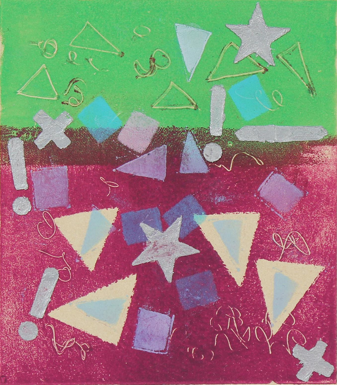 Laura Lengyel Abstract Print - "Concept II" Geometric Abstract Monotype, 1987