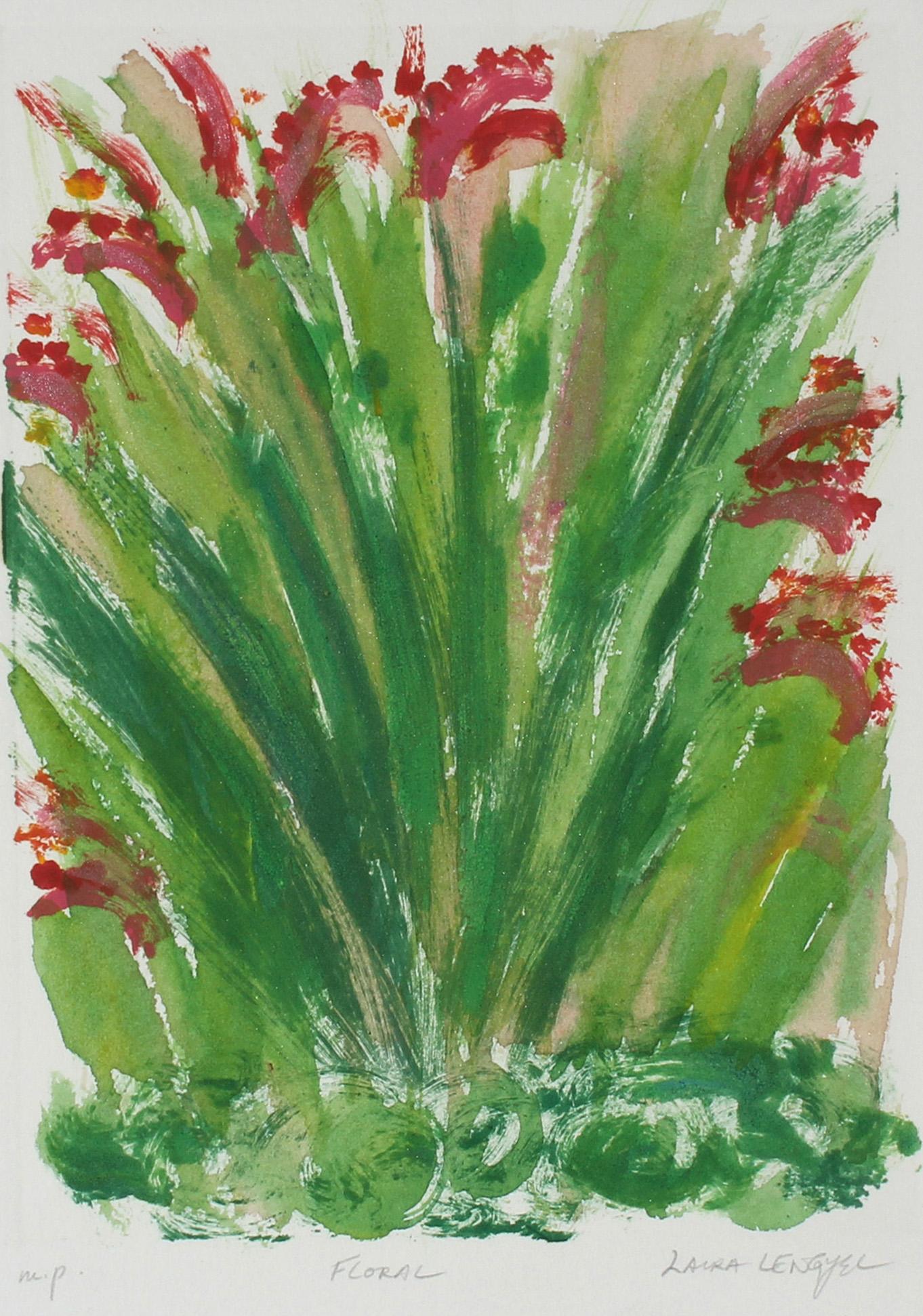 Laura Lengyel Landscape Print - "Floral" Botanical Monotype Print, 1986