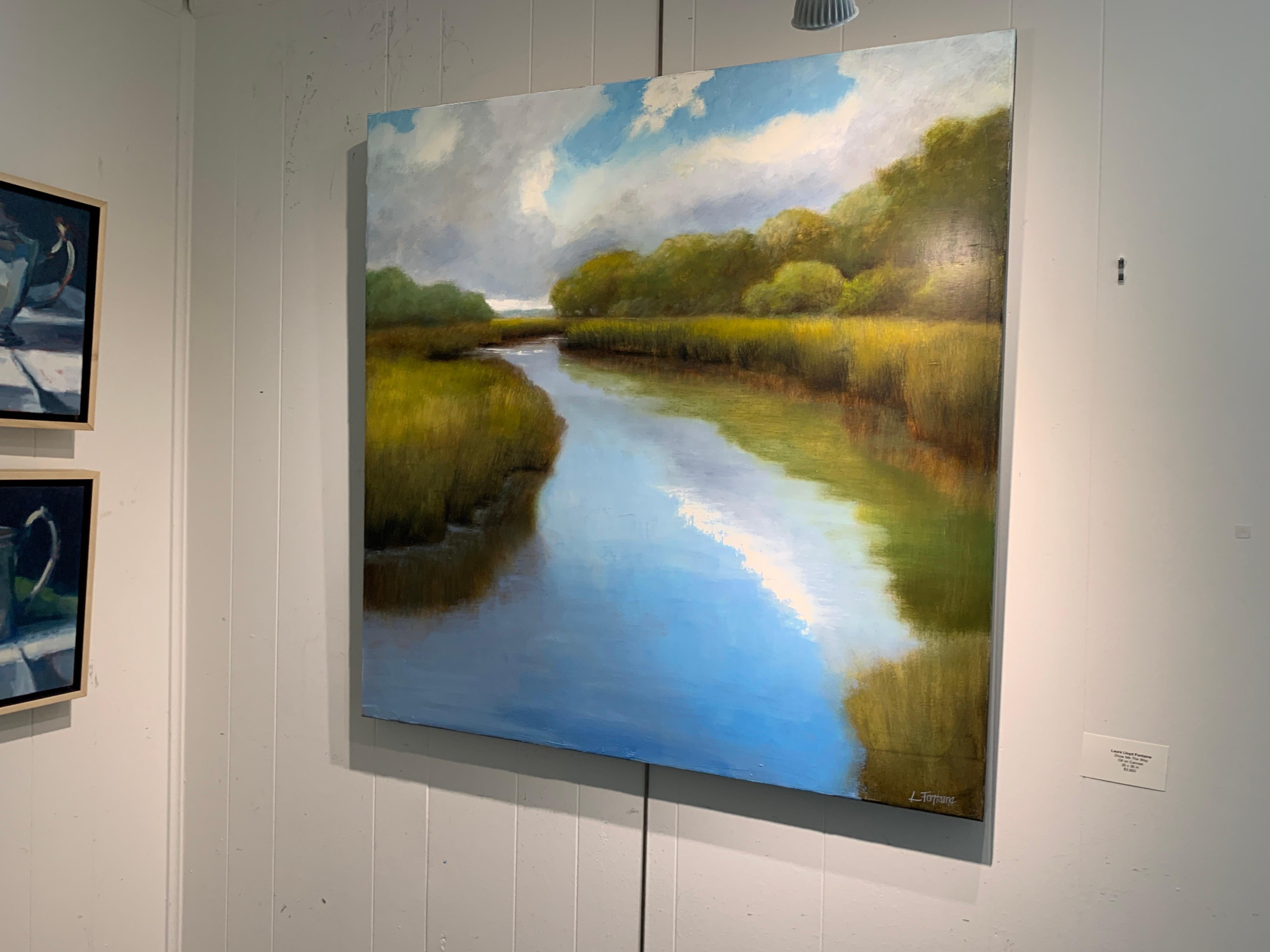 Show Me The Way by Laura Lloyd Fontaine, Green and Blue Landscape Painting 4
