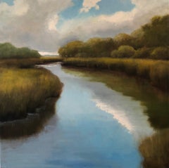 Show Me The Way by Laura Lloyd Fontaine, Green and Blue Landscape Painting