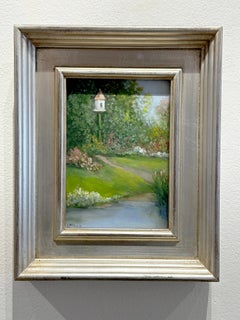 Laura Mann, "Birdhouse", 7x5 Spring Cottage Landscape Oil Painting