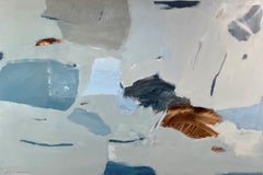 Crab Trap von Laura McCarty, Großes Acryl, Leinwand Horizontal Abstrakt mit Blau