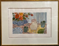 Crowded Table 1 by Laura McCarty, Framed Contemporary Still Life on Paper