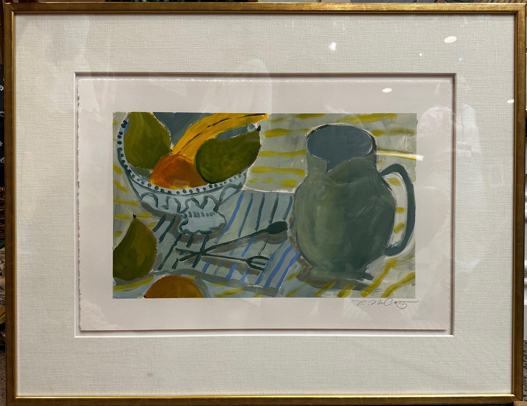 Crowded Table 2 by Laura McCarty, Framed Contemporary Still Life on Paper