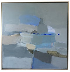 La La La by Laura McCarty, Large Framed Square Abstract With Blue