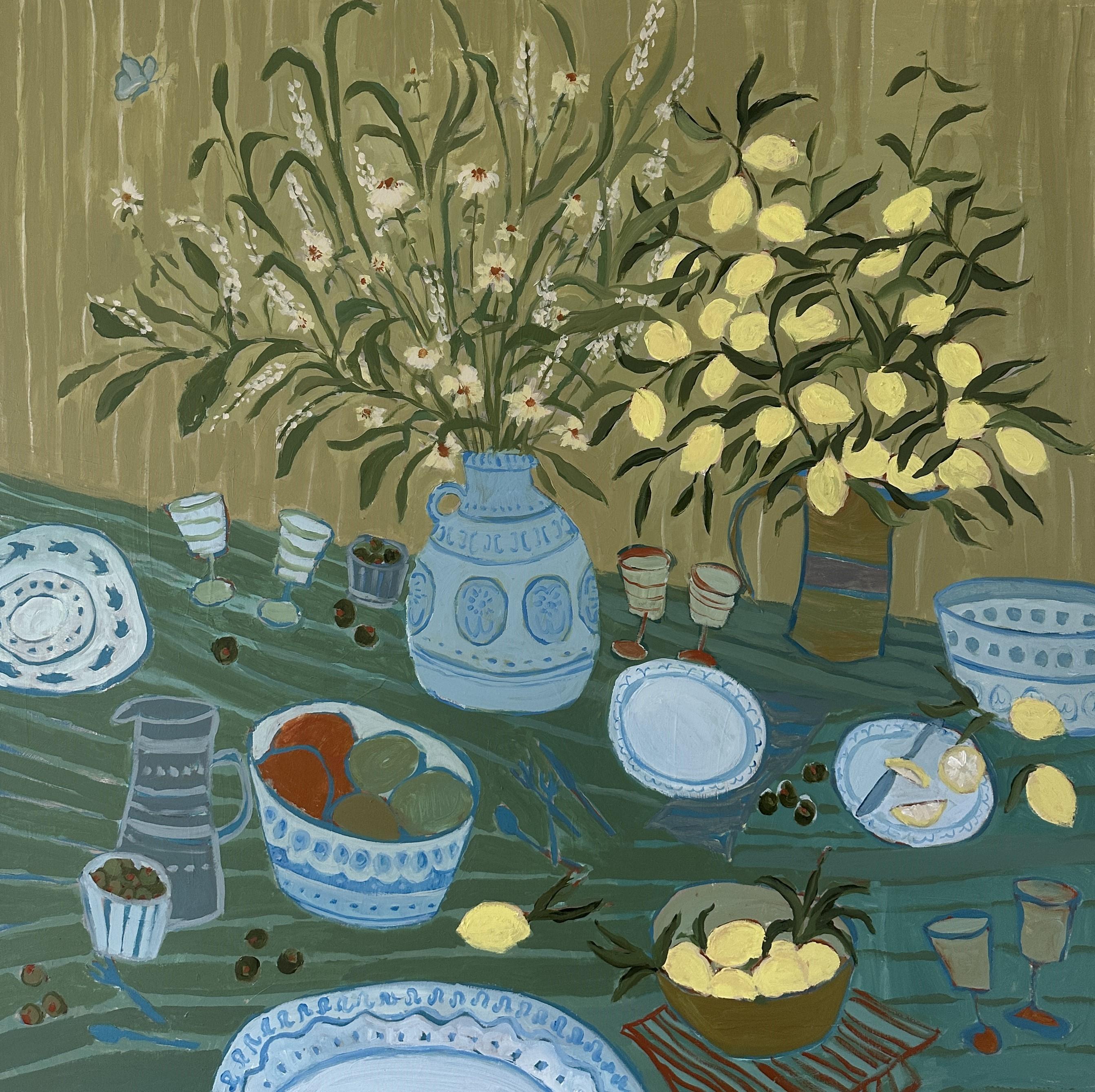 Limoncello by Laura McCarty, Large Square Framed Contemporary Still Life 