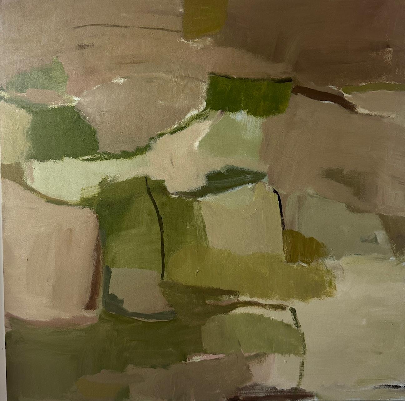 Mauve Monday di Laura McCarty, tela astratta contemporanea con cornice di grandi dimensioni