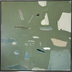 Shifting Sails von Laura McCarty, große gerahmte quadratische abstrakte Komposition mit Grün