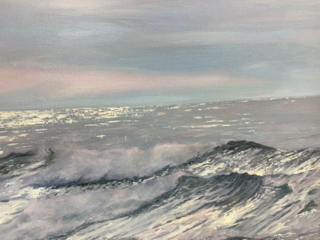 Silver Summer, original 30x40 contemporary impressionist marine landscape - Contemporary Painting by Laura McGowan