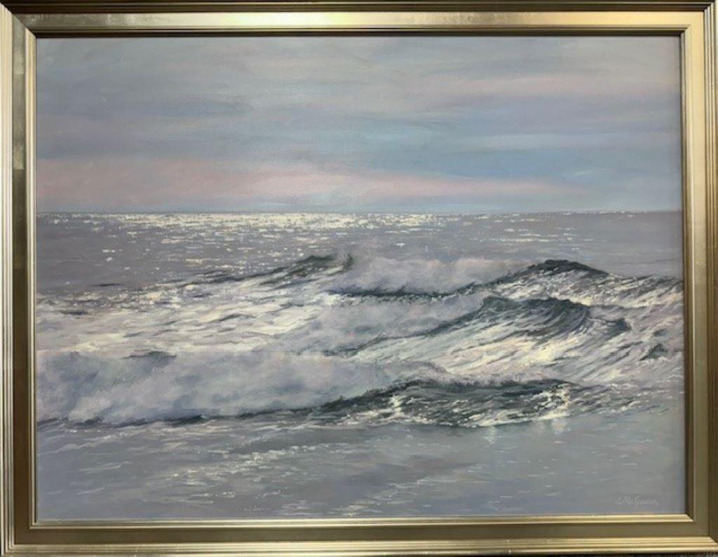 Laura McGowan Landscape Painting - Silver Summer, original 30x40 contemporary impressionist marine landscape