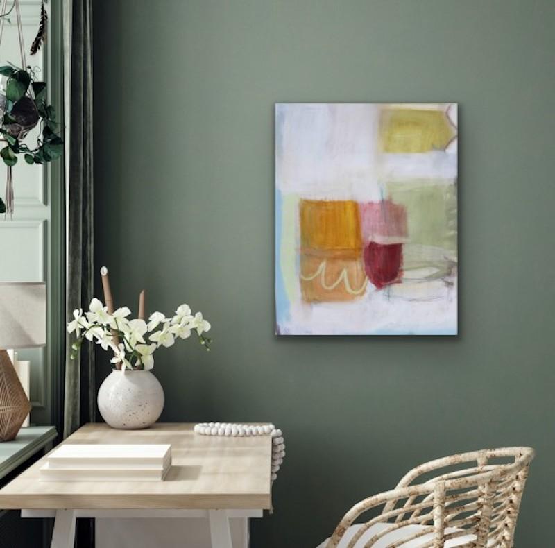 Despertar, pintura original, arte paisajístico, arte abstracto, figurativo - Landscape Painting Gris de Laura Menzies