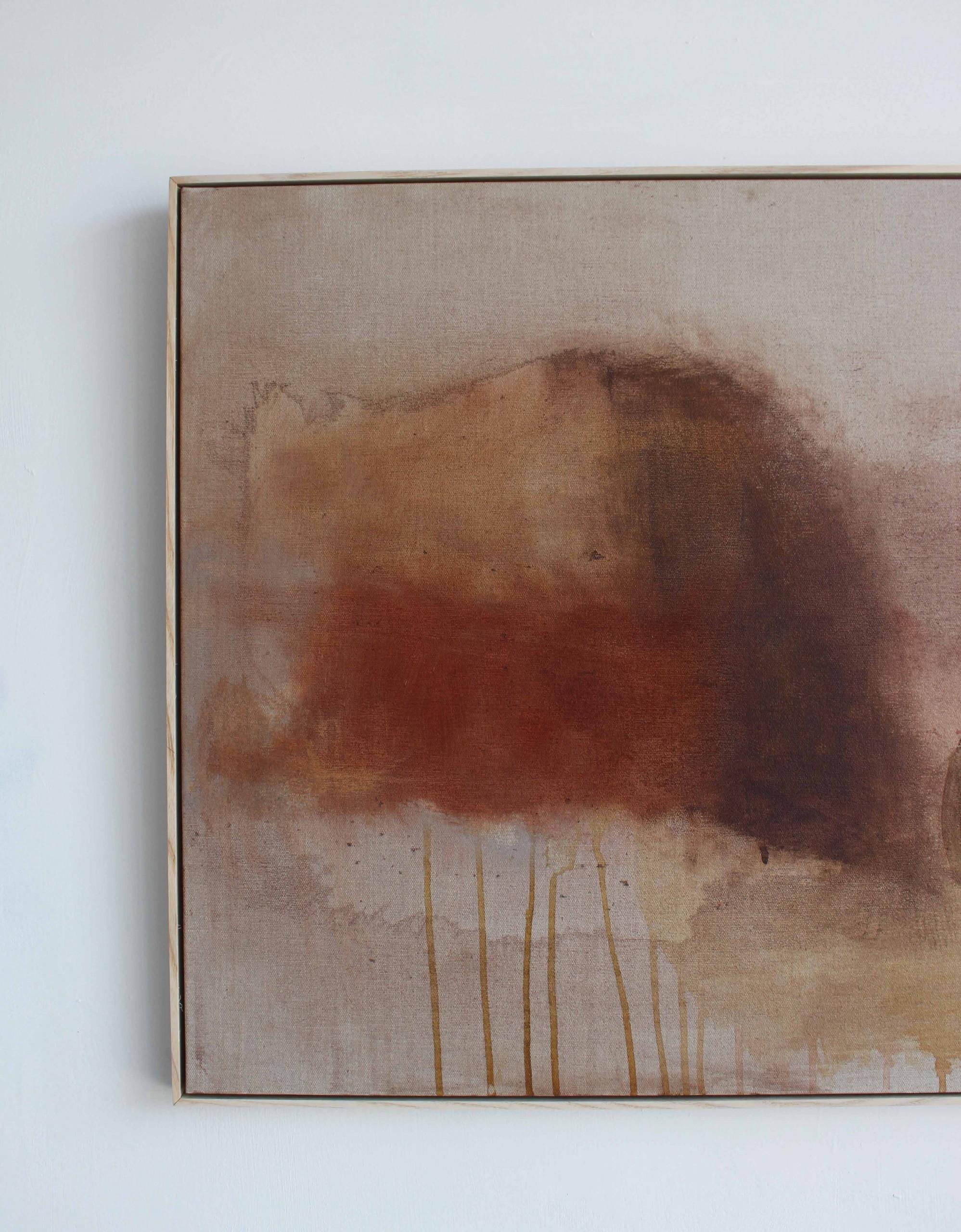 Evermore, peinture abstraite neutre et chaude, art contemporain couleur marron et rouille - Marron Landscape Painting par Laura Menzies