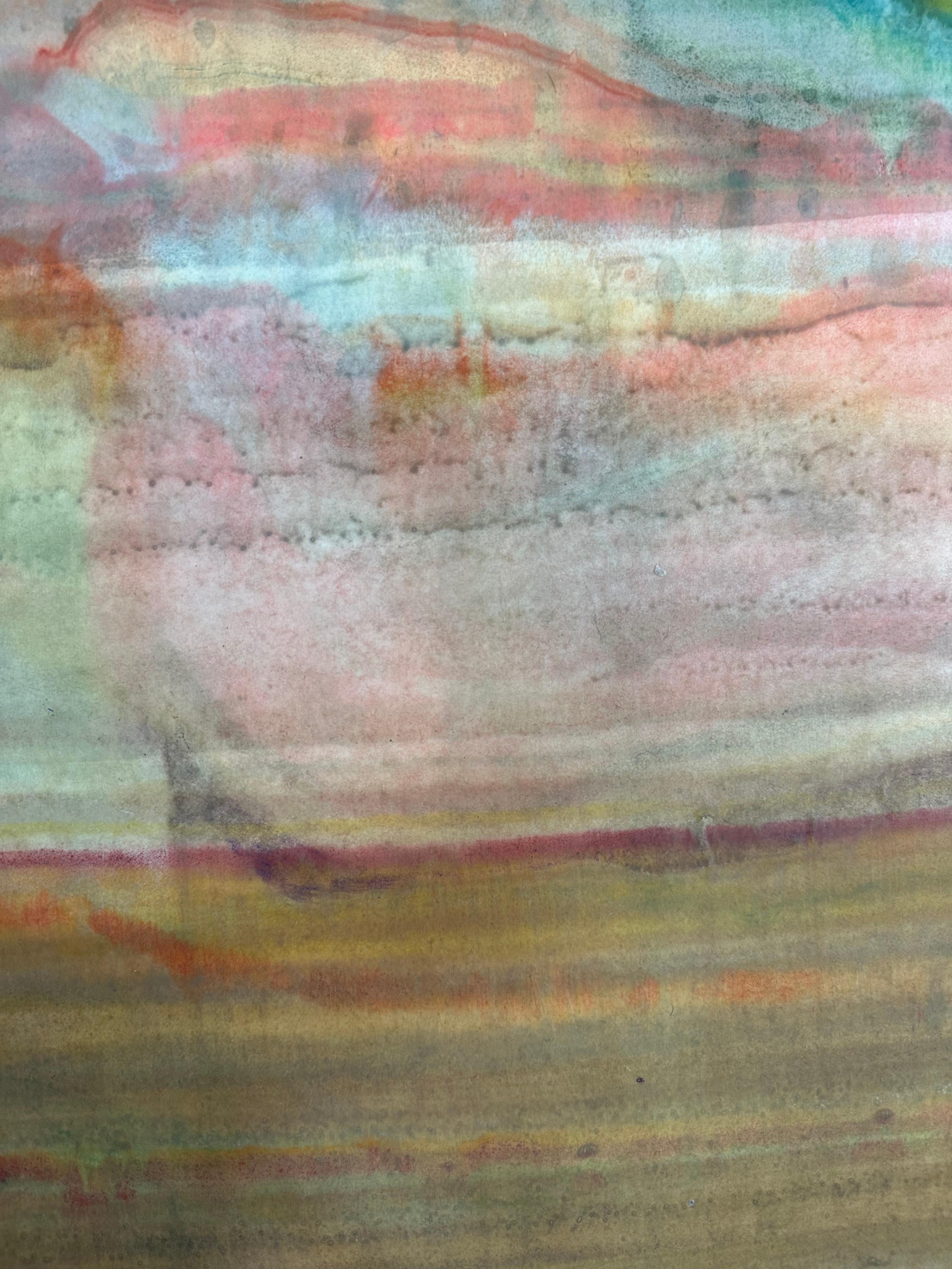 Deep Listening - Encaustic Monotype Colorful Geological Layers Beeswax, 2022 6