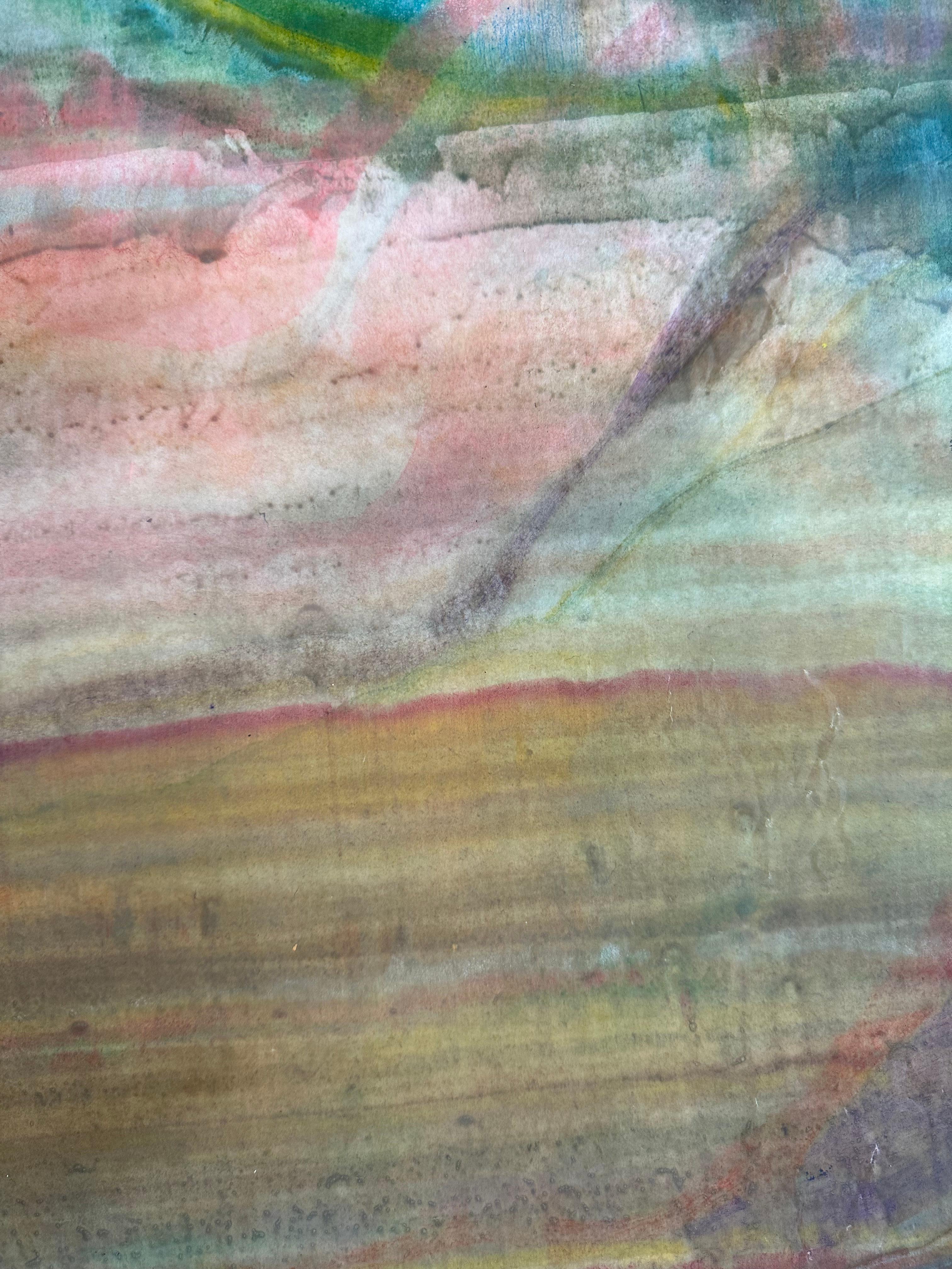 Deep Listening - Encaustic Monotype Colorful Geological Layers Beeswax, 2022 7