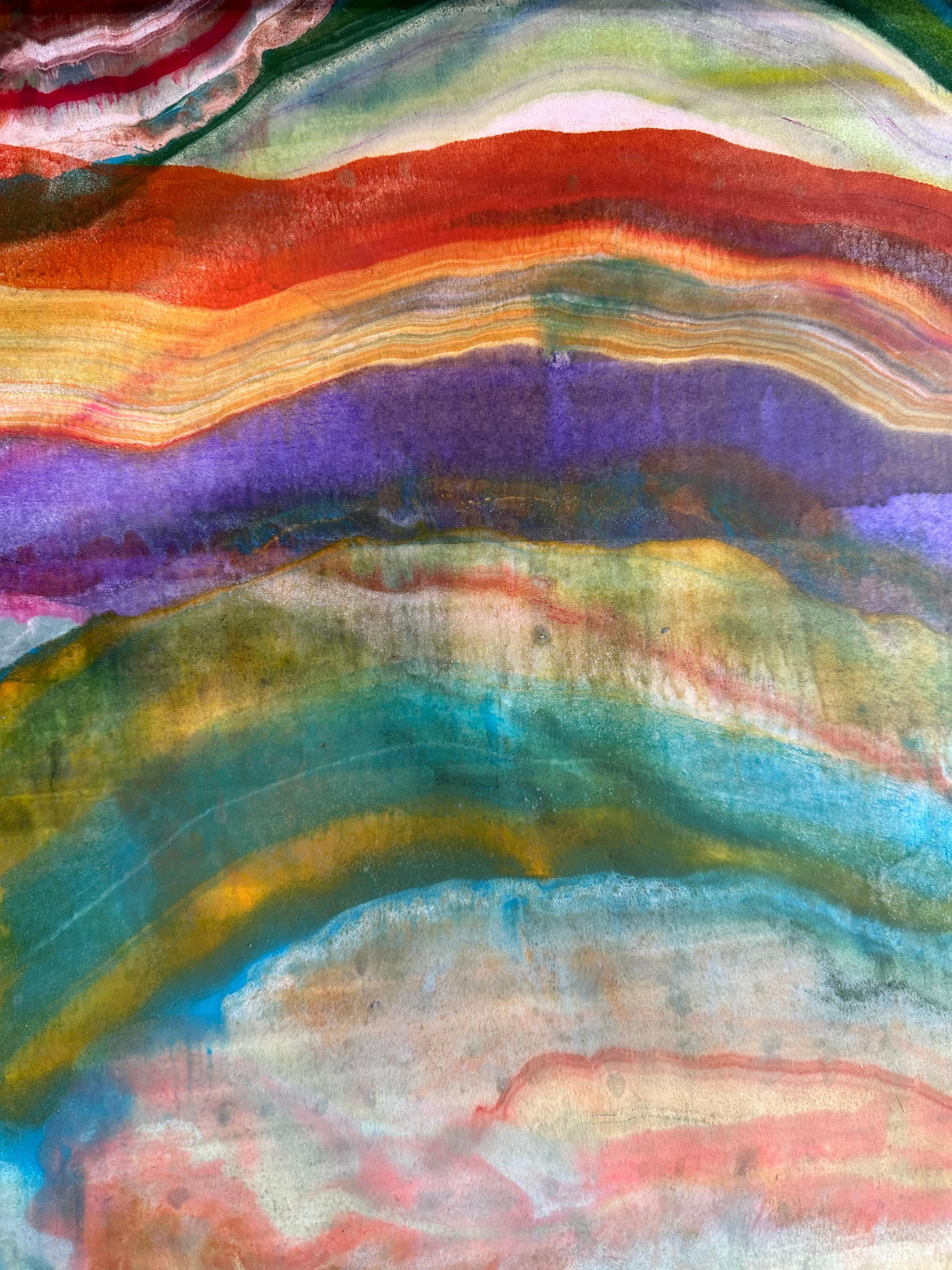 Deep Listening - Encaustic Monotype Colorful Geological Layers Beeswax, 2022 8