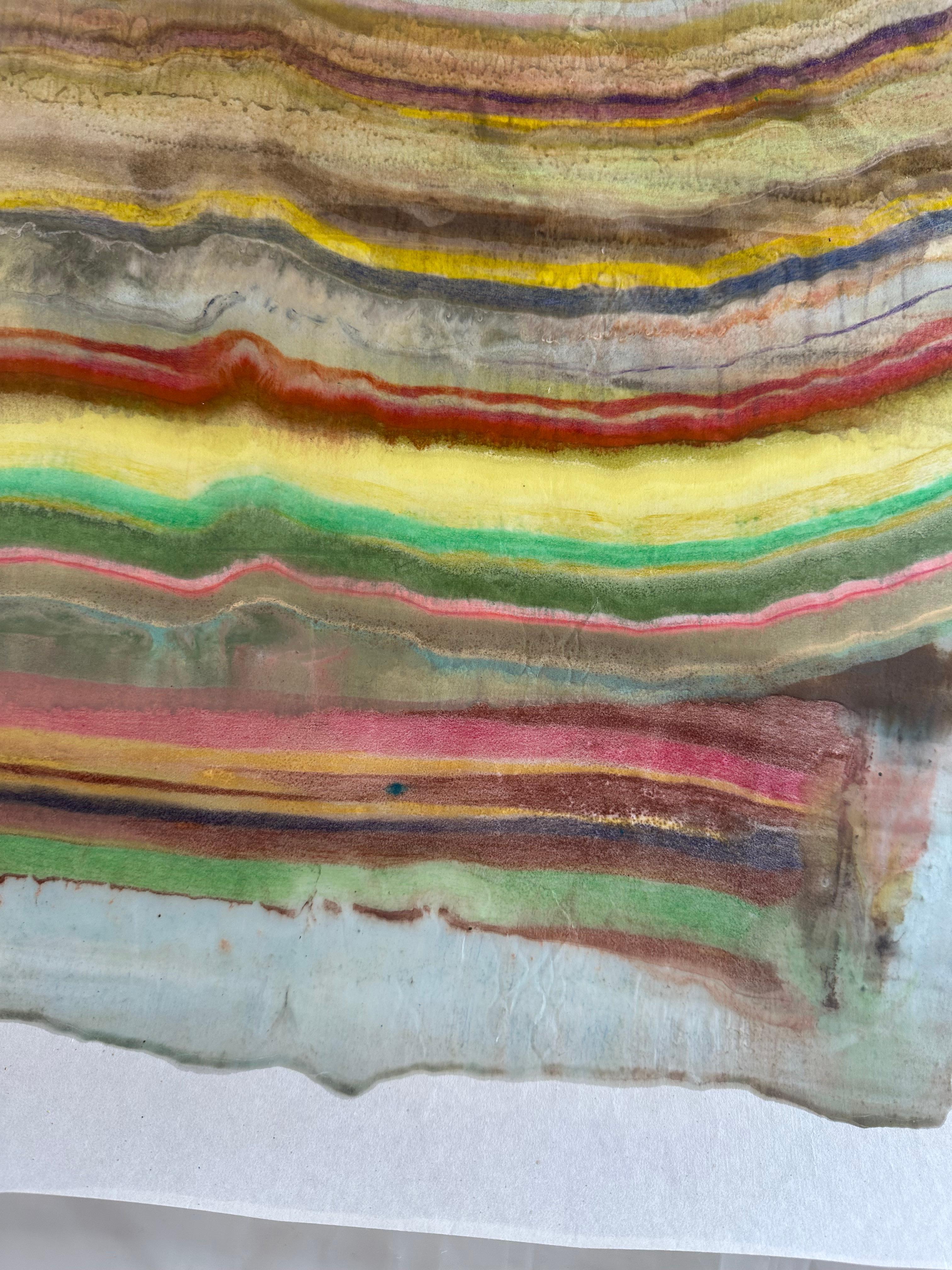 Deep Listening - Encaustic Monotype Colorful Geological Layers Beeswax, 2022 2