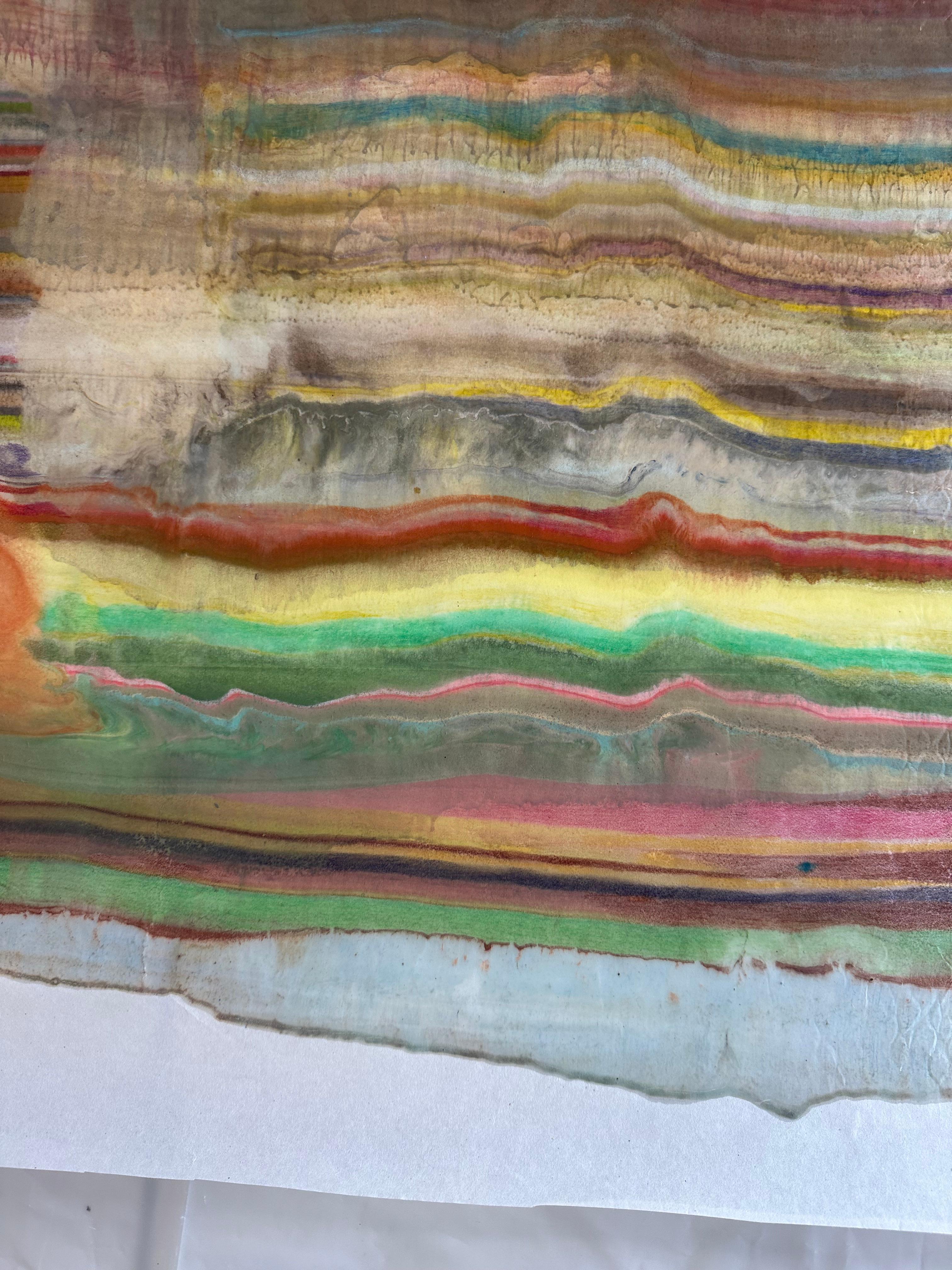 Deep Listening - Encaustic Monotype Colorful Geological Layers Beeswax, 2022 3