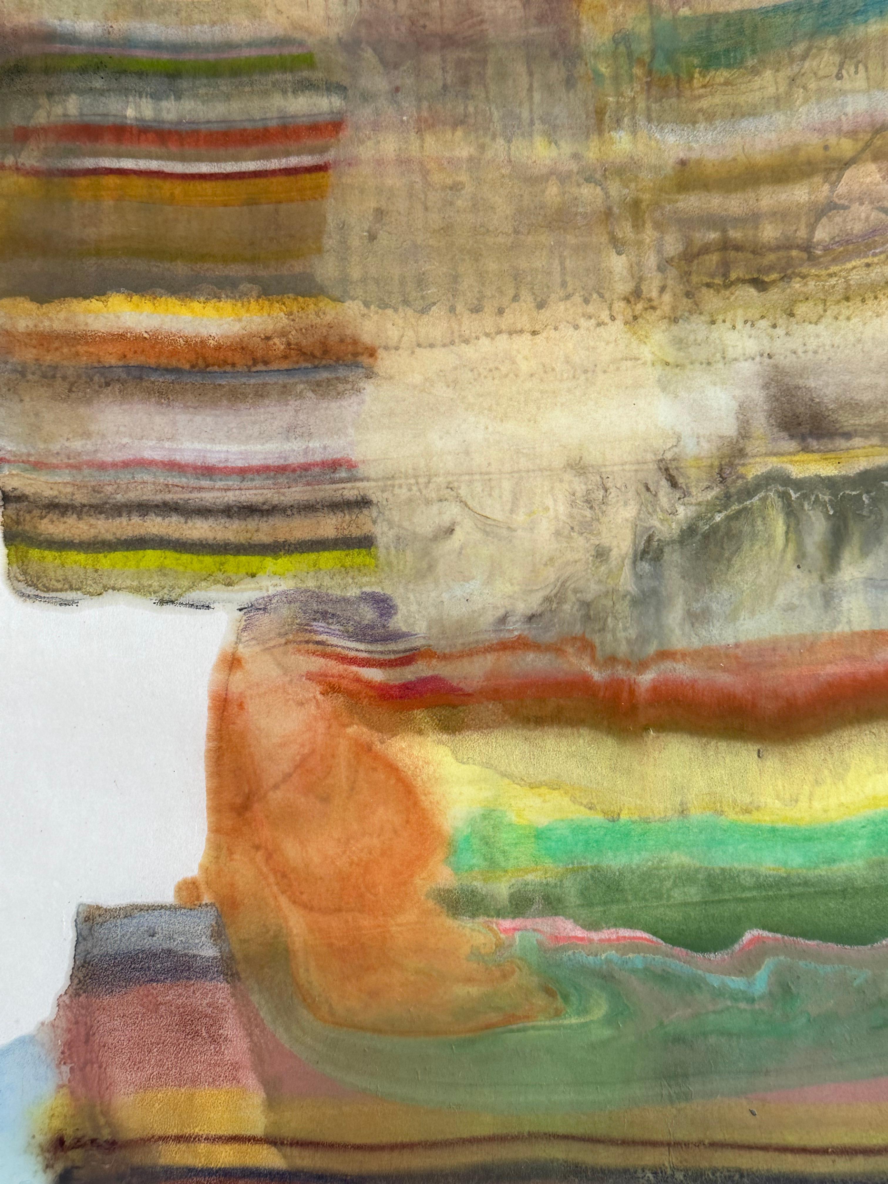 Deep Listening - Encaustic Monotype Colorful Geological Layers Beeswax, 2022 4