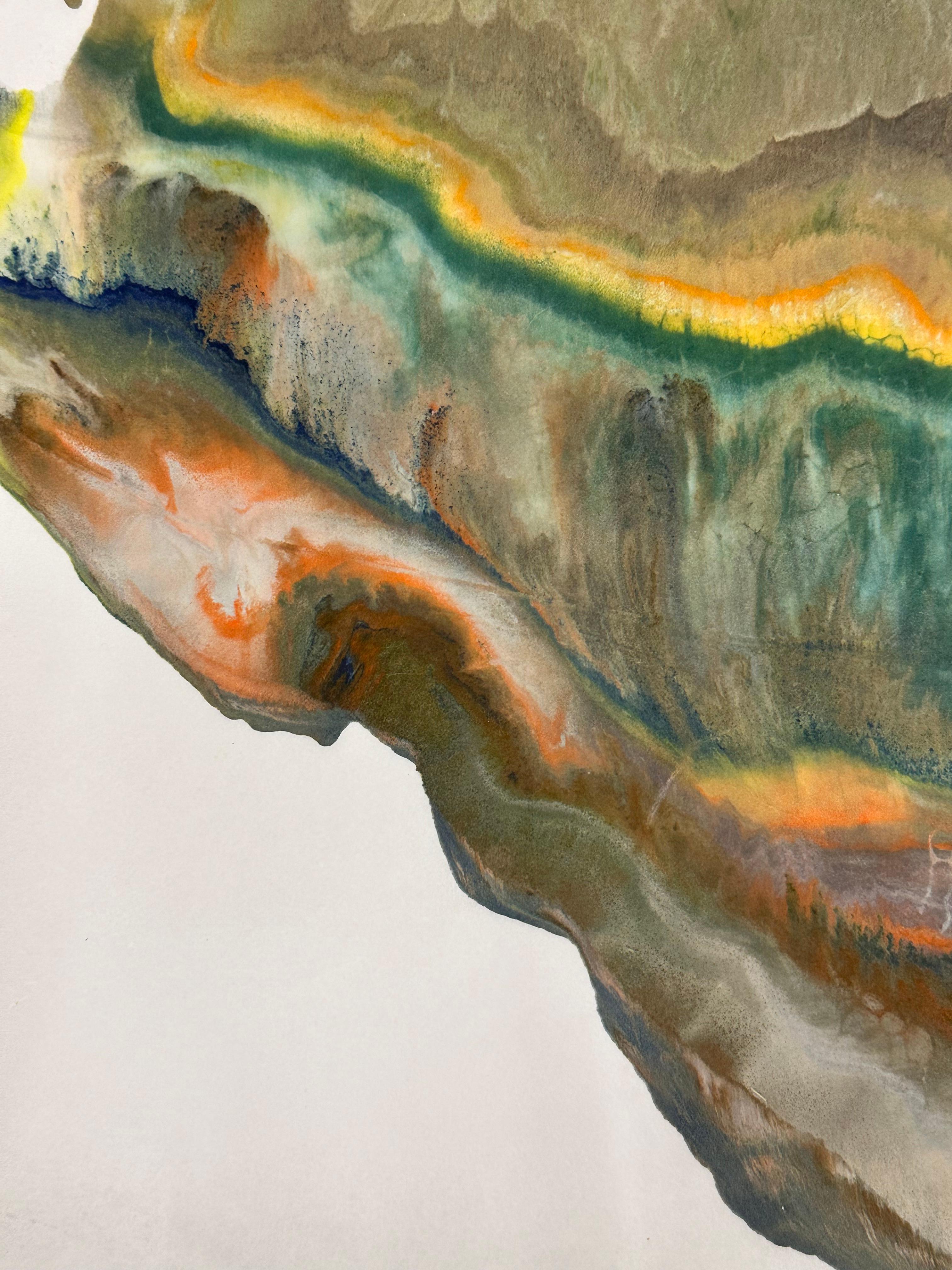 Un exoesqueleto mineral - Monotipo encáustico de geología abstracta contemporánea, 2024 en venta 5