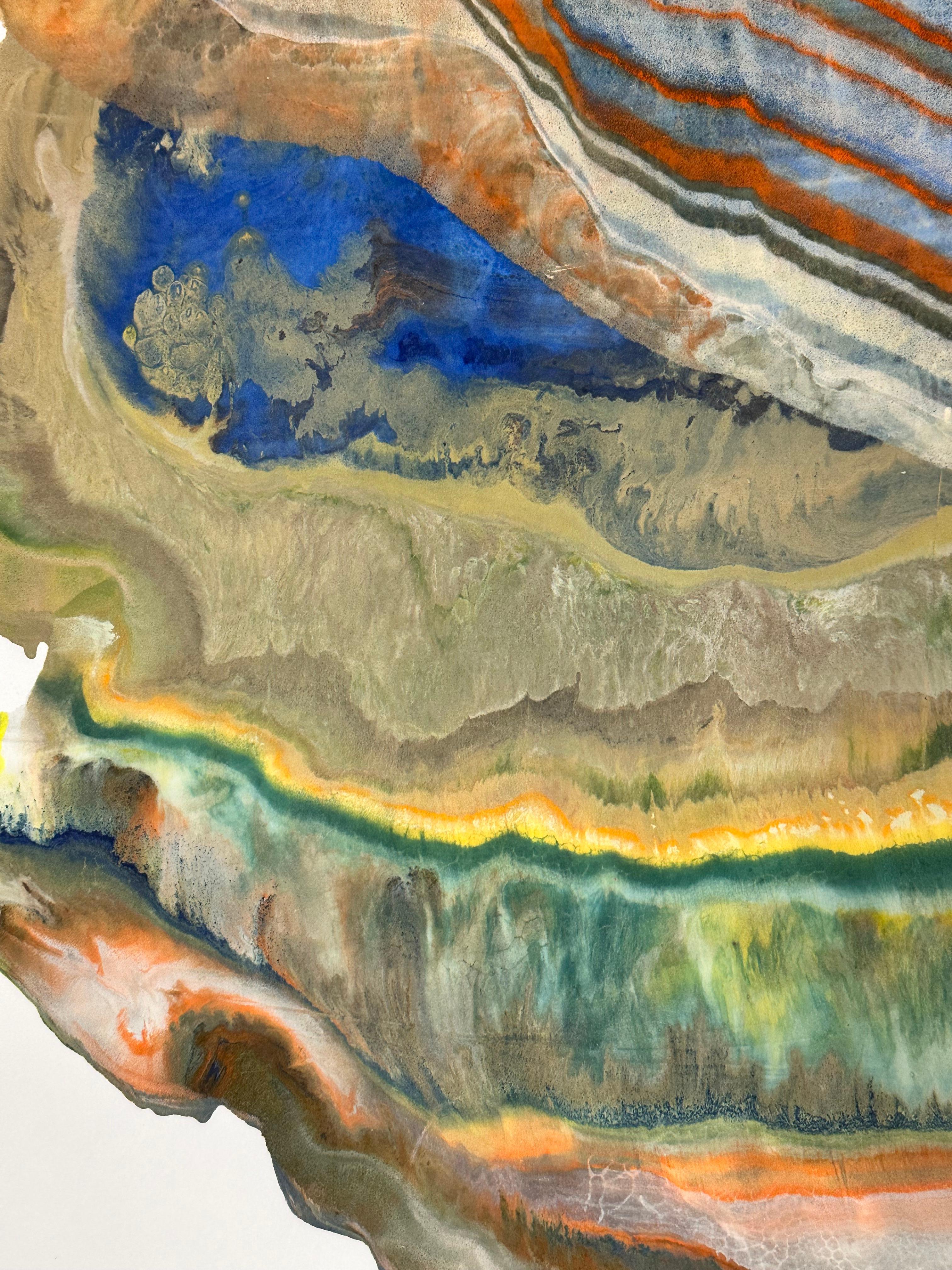 Un exoesqueleto mineral - Monotipo encáustico de geología abstracta contemporánea, 2024 en venta 6