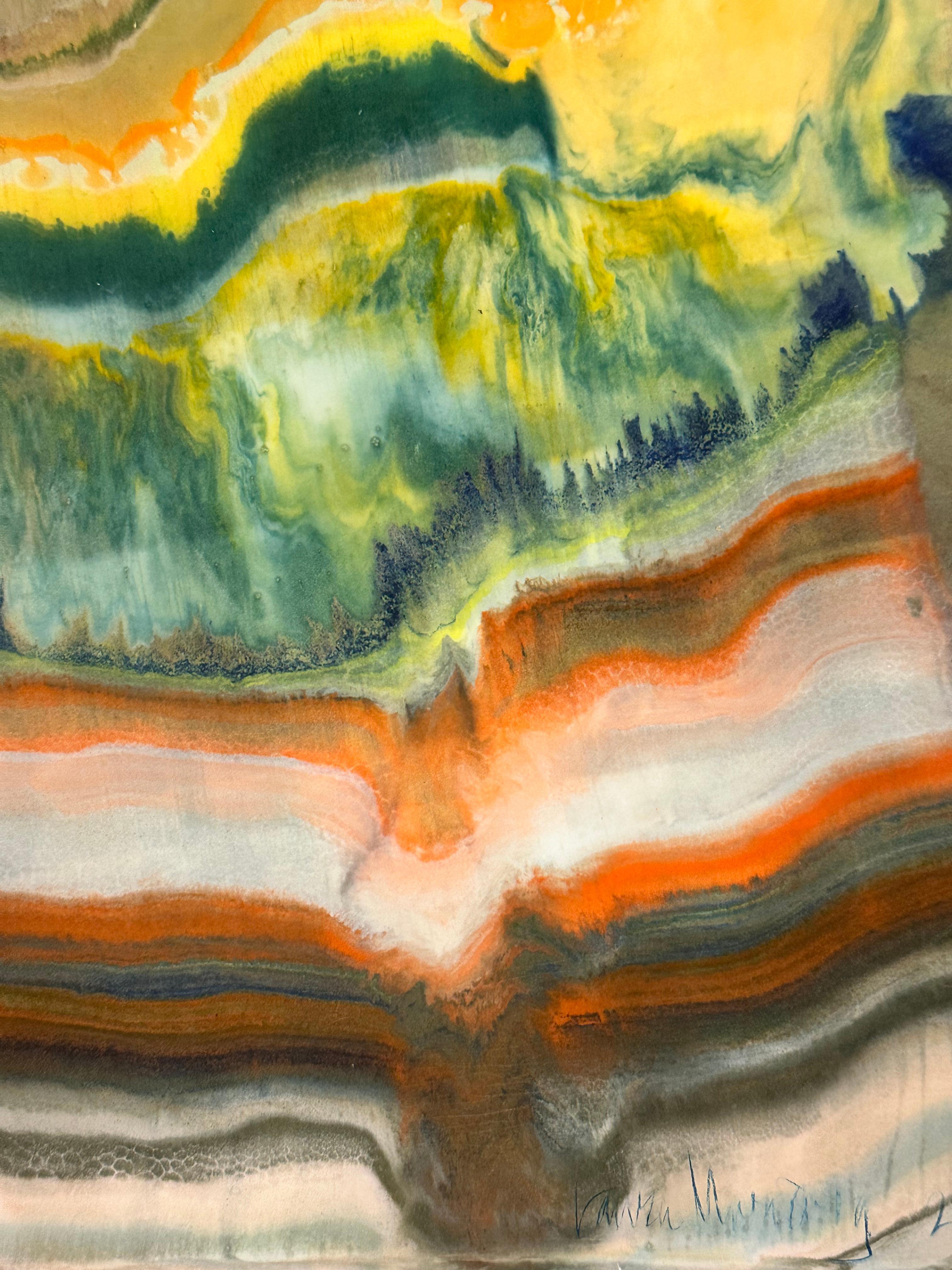 Un exoesqueleto mineral - Monotipo encáustico de geología abstracta contemporánea, 2024 en venta 7