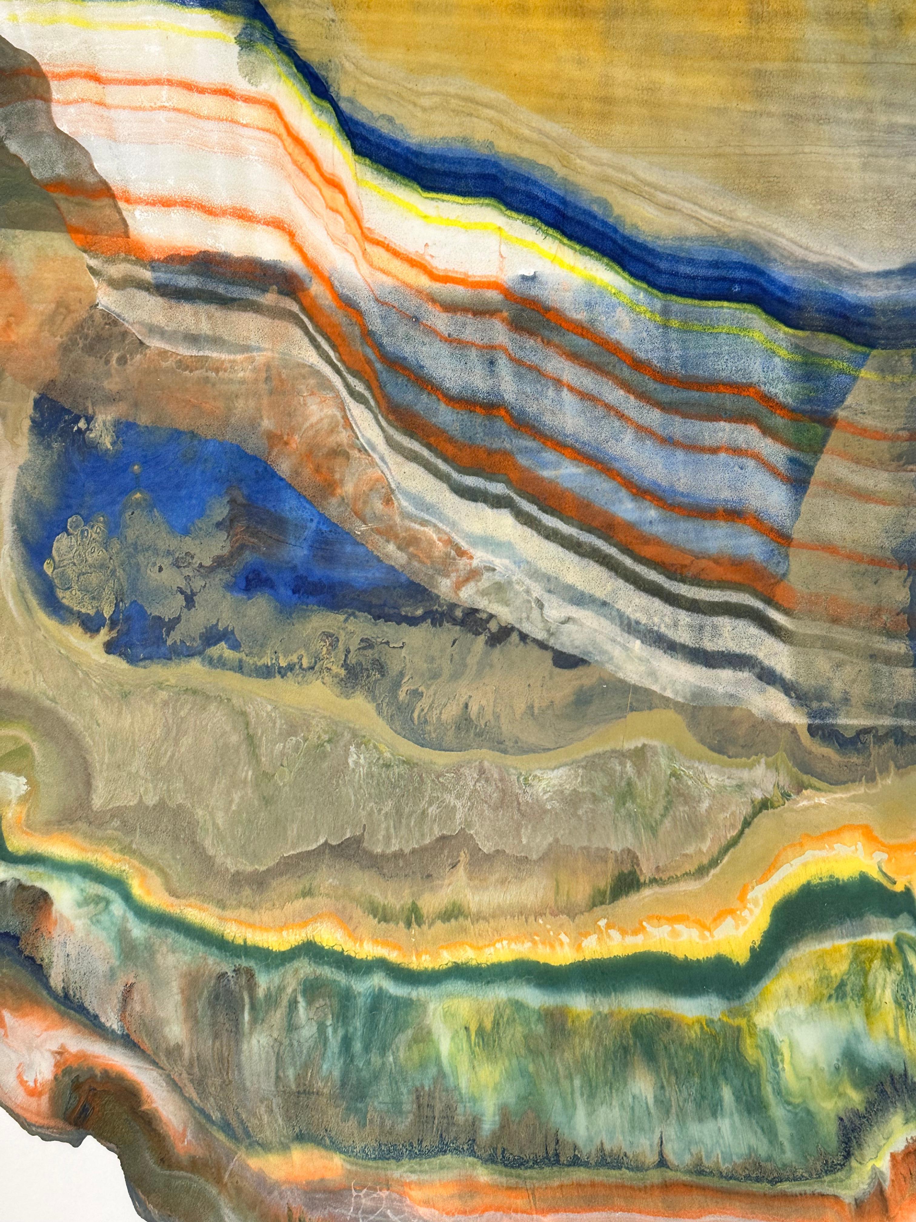 Un exoesqueleto mineral - Monotipo encáustico de geología abstracta contemporánea, 2024 - Print Contemporáneo de Laura Moriarty