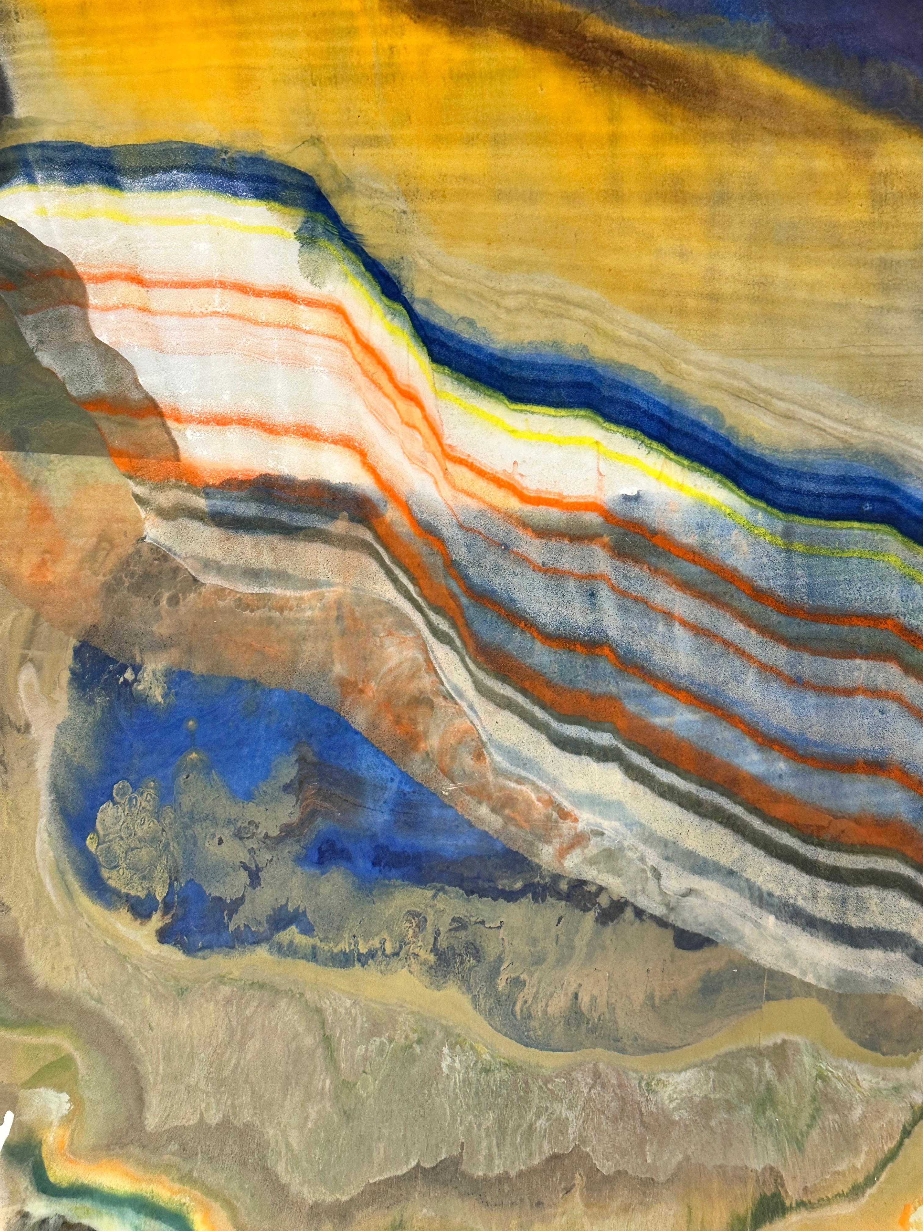 Un exoesqueleto mineral - Monotipo encáustico de geología abstracta contemporánea, 2024 en venta 1