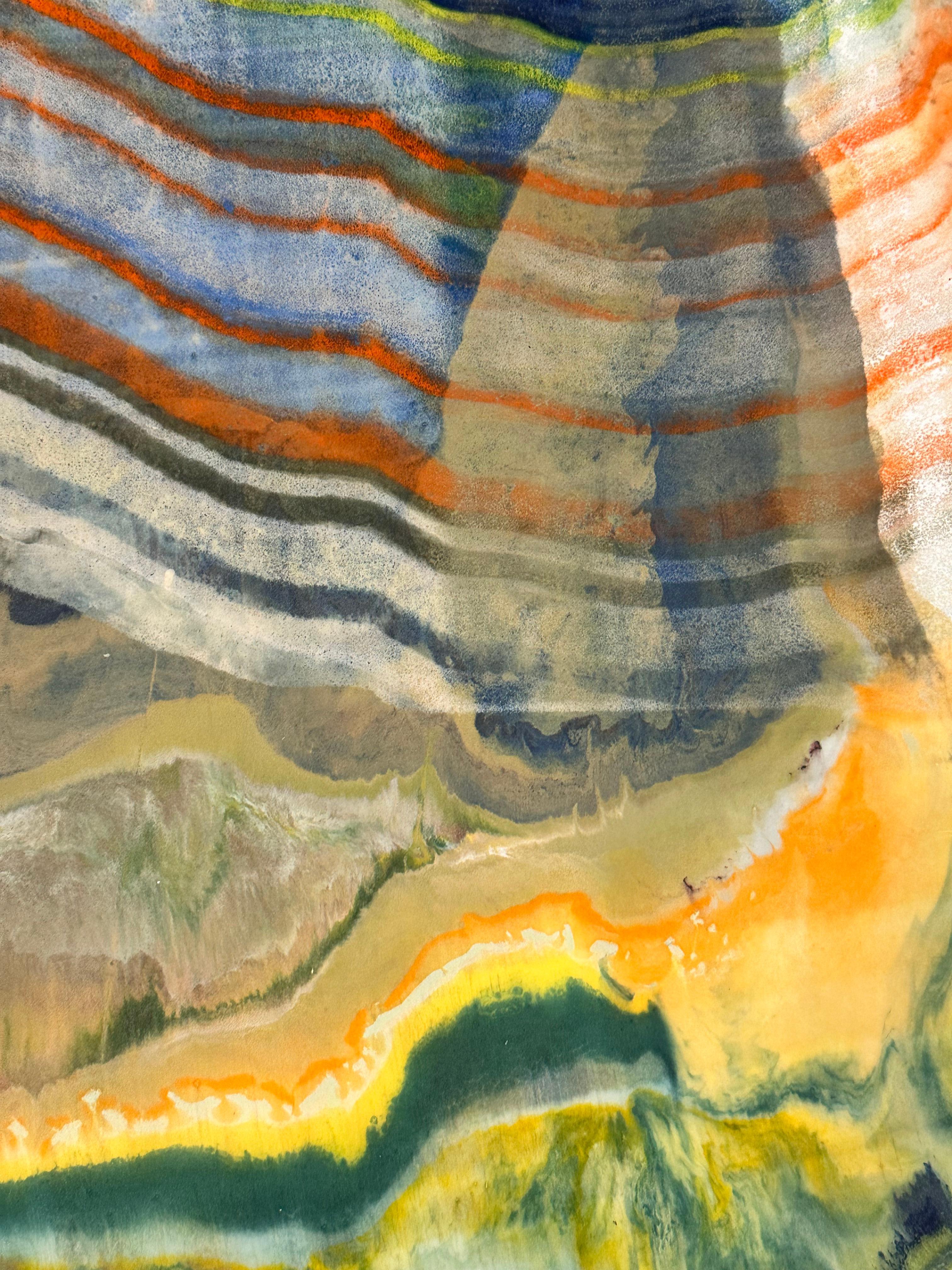 Un exoesqueleto mineral - Monotipo encáustico de geología abstracta contemporánea, 2024 en venta 3
