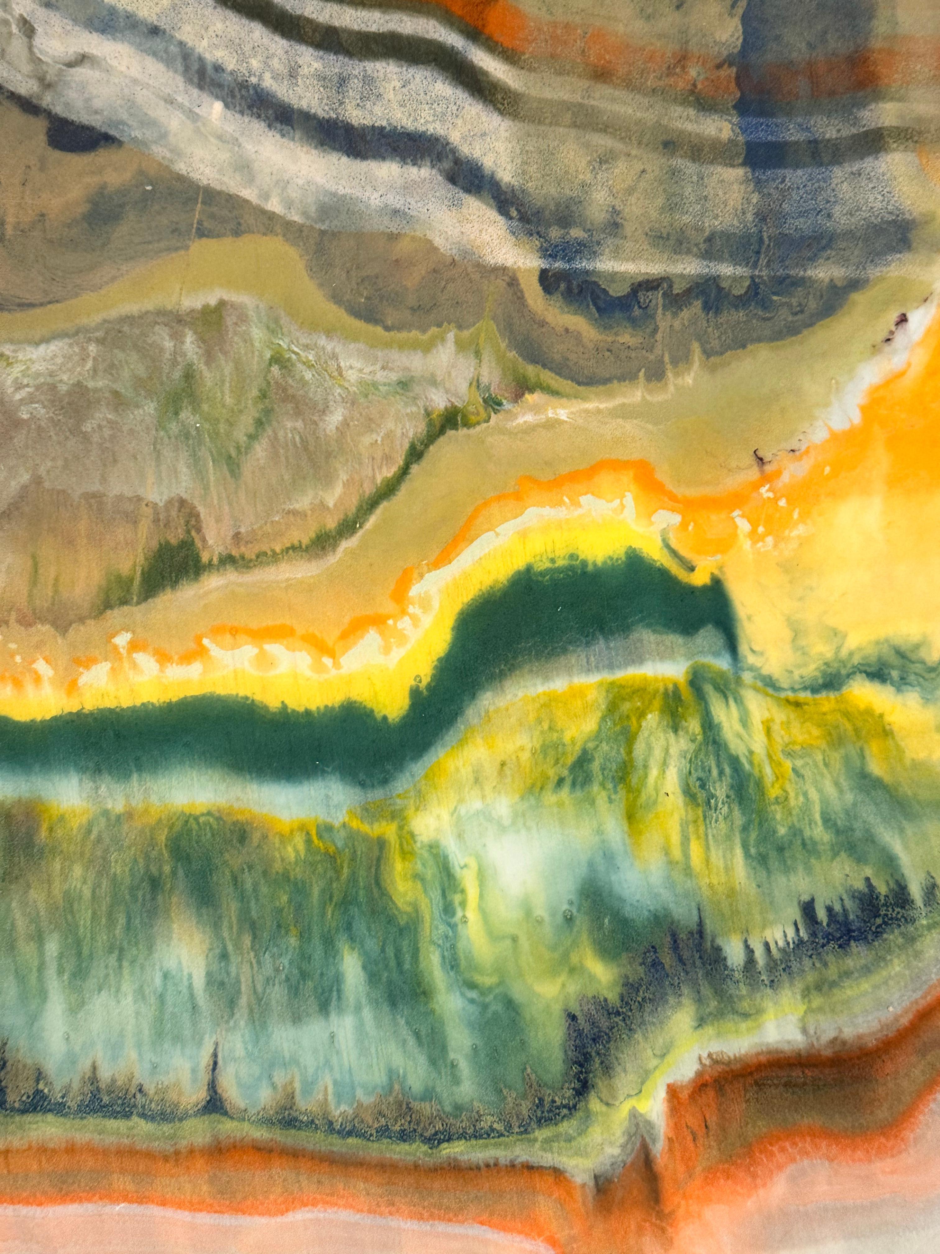 Un exoesqueleto mineral - Monotipo encáustico de geología abstracta contemporánea, 2024 en venta 4