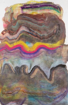 A Sign of Time 23, Brown, Purple, Pink, Yellow, Abstract Encaustic Monotype