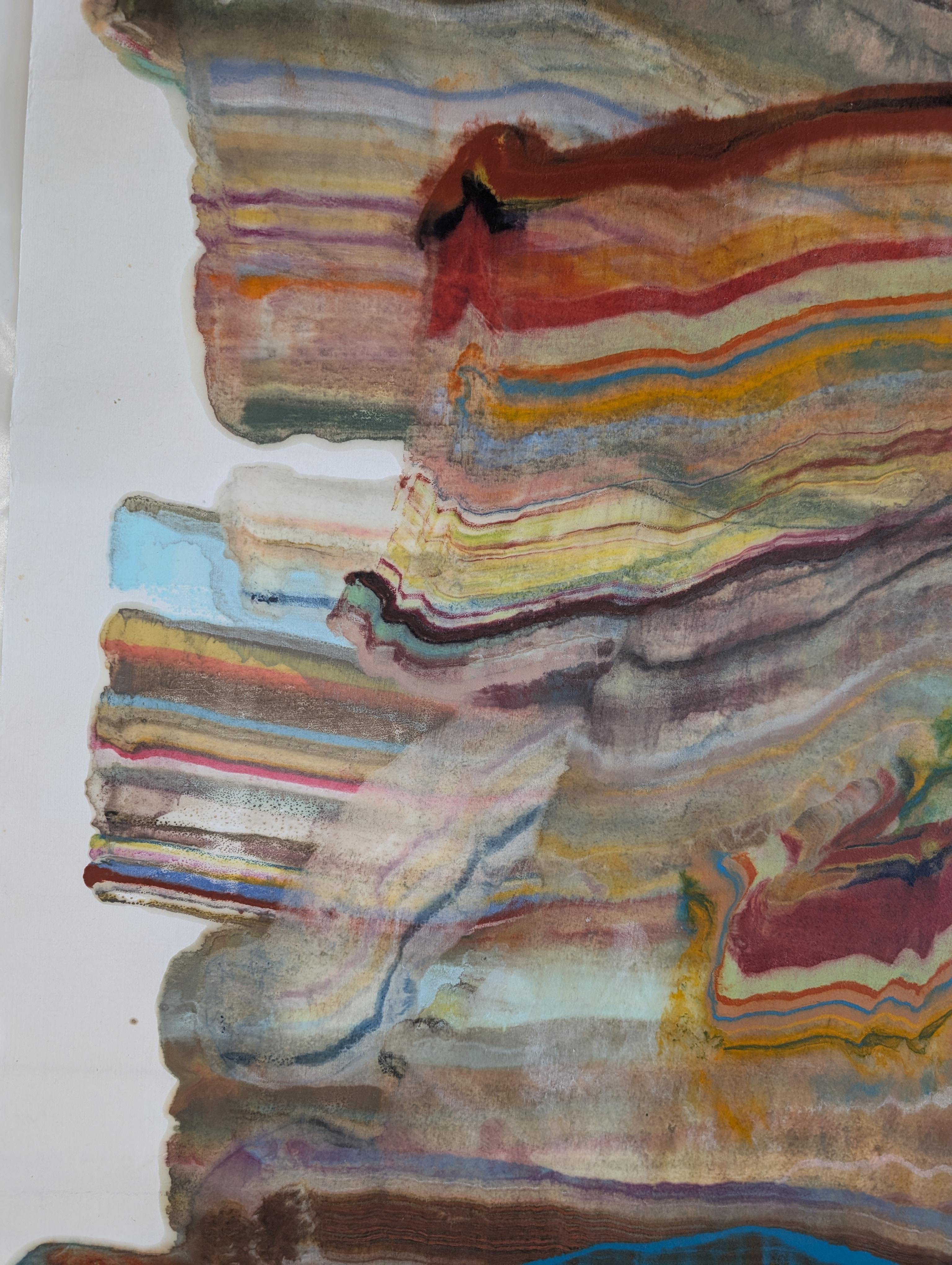 Historias acumuladas - Geología abstracta contemporánea Monotipo encáustico, 2025 - Print de Laura Moriarty
