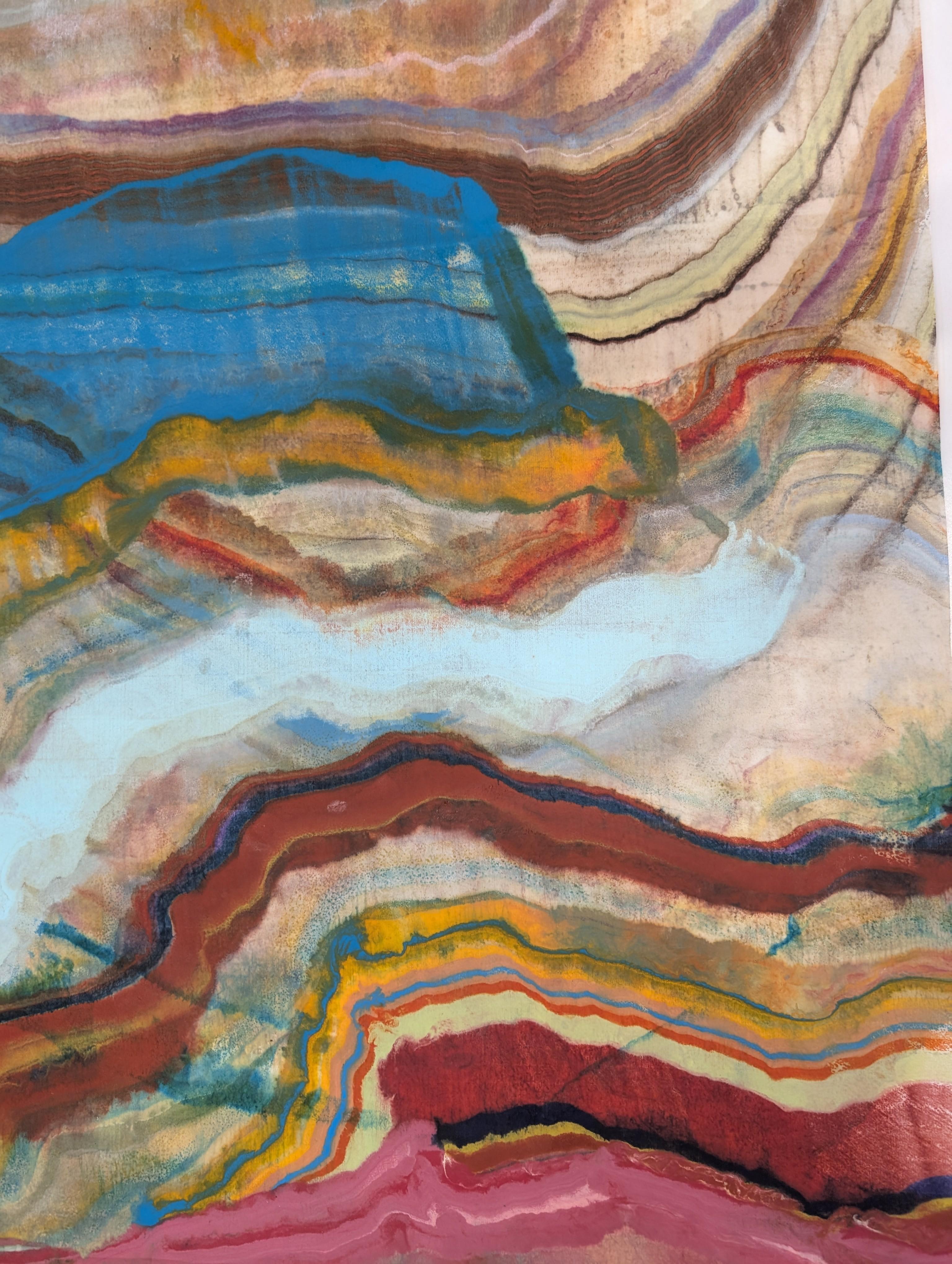 Historias acumuladas - Geología abstracta contemporánea Monotipo encáustico, 2025 en venta 1