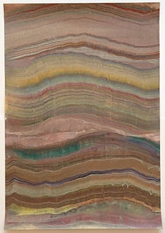 Agates 11, Abstract Encaustic Monotype, Earthy Brown, Green, Red, Yellow, Beige