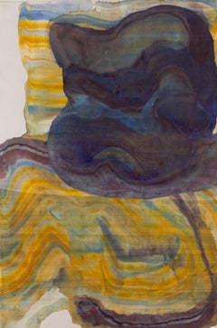 Brooding - Geologia astratta contemporanea Monotipo a encausto Giallo Viola, 2025