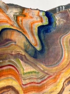 Conquering the Falls - Contemporary Abstract Geology Encaustic Monotype, 2024