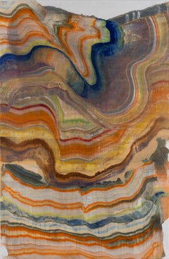 Conquering the Falls - Contemporary Abstract Geology Encaustic Monotype, 2024