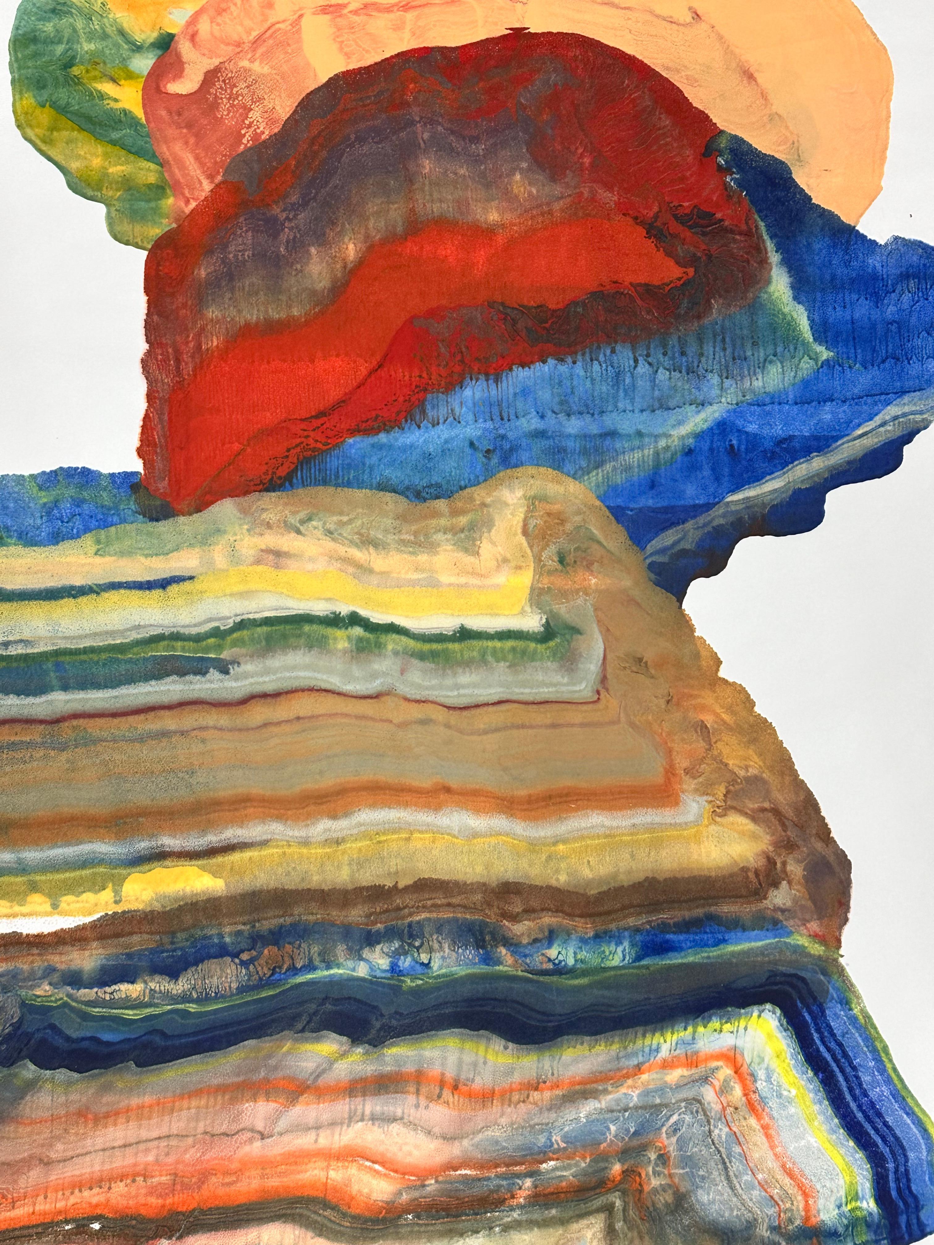 Evolving by Drift - Zeitgenössische abstrakte Geologie Enkaustik-Monotypie, 2024 – Print von Laura Moriarty