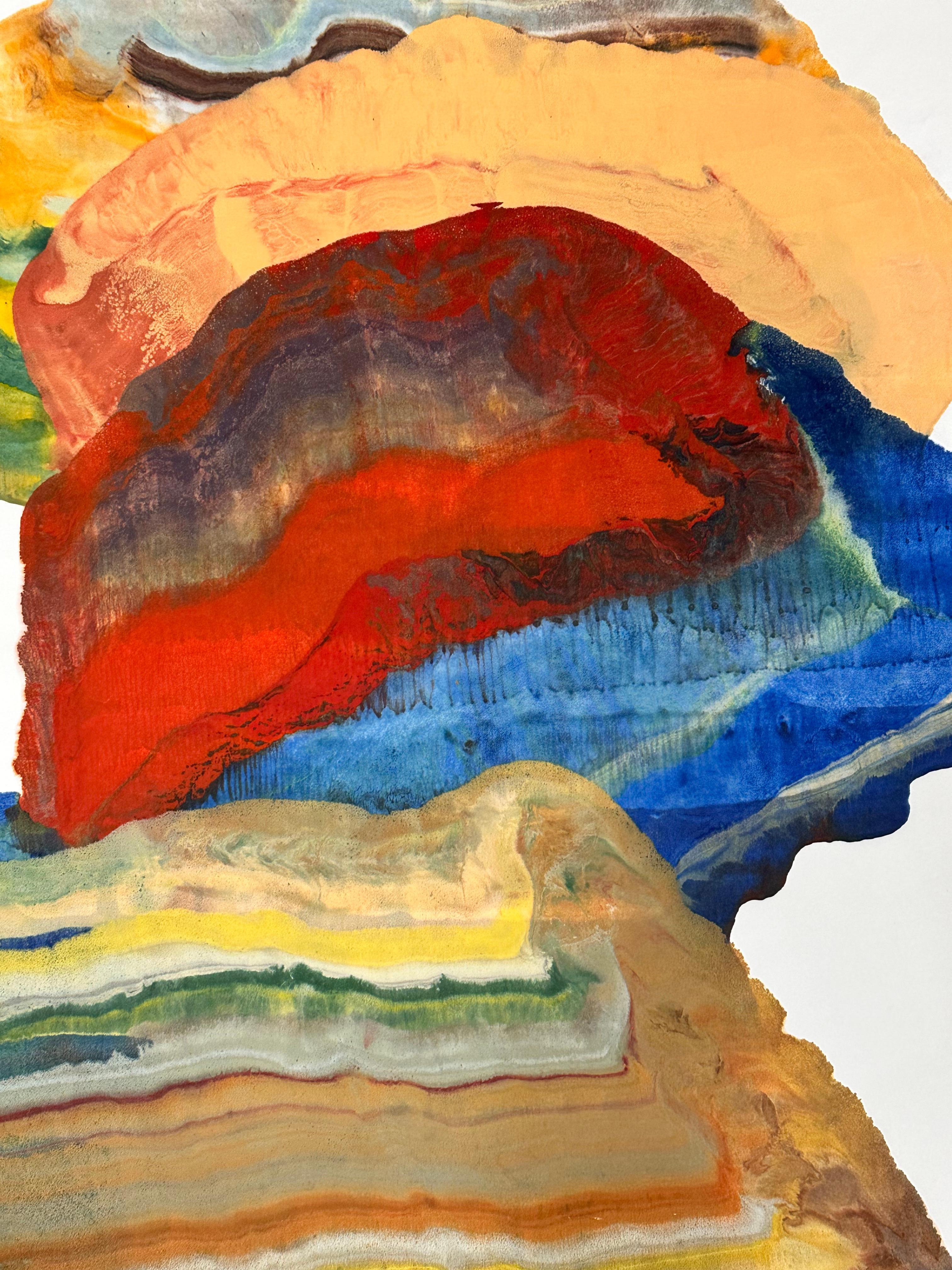 Evolving by Drift - Zeitgenössische abstrakte Geologie Enkaustik-Monotypie, 2024 im Angebot 1